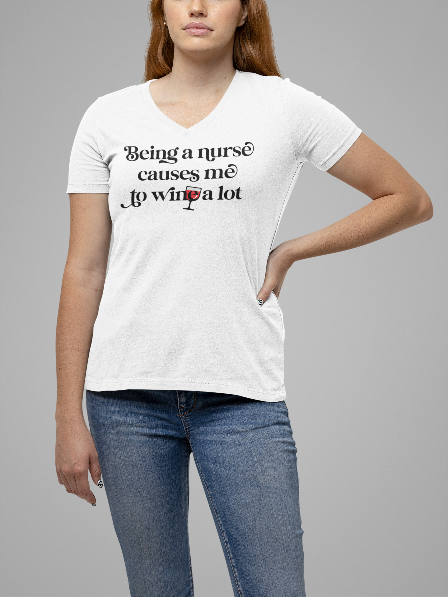 Nurse Wine V-Neck Tee - Funny Nursing Shirt, Gift for Nurses, Nurse Appreciation, Wine Lover Gift, Casual Wear product thumbnail image Nurse Wine V-Neck Tee - Funny Nursing Shirt, Gift for Nurses, Nurse Appreciation, Wine Lover Gift, Casual Wear product thumbnail image