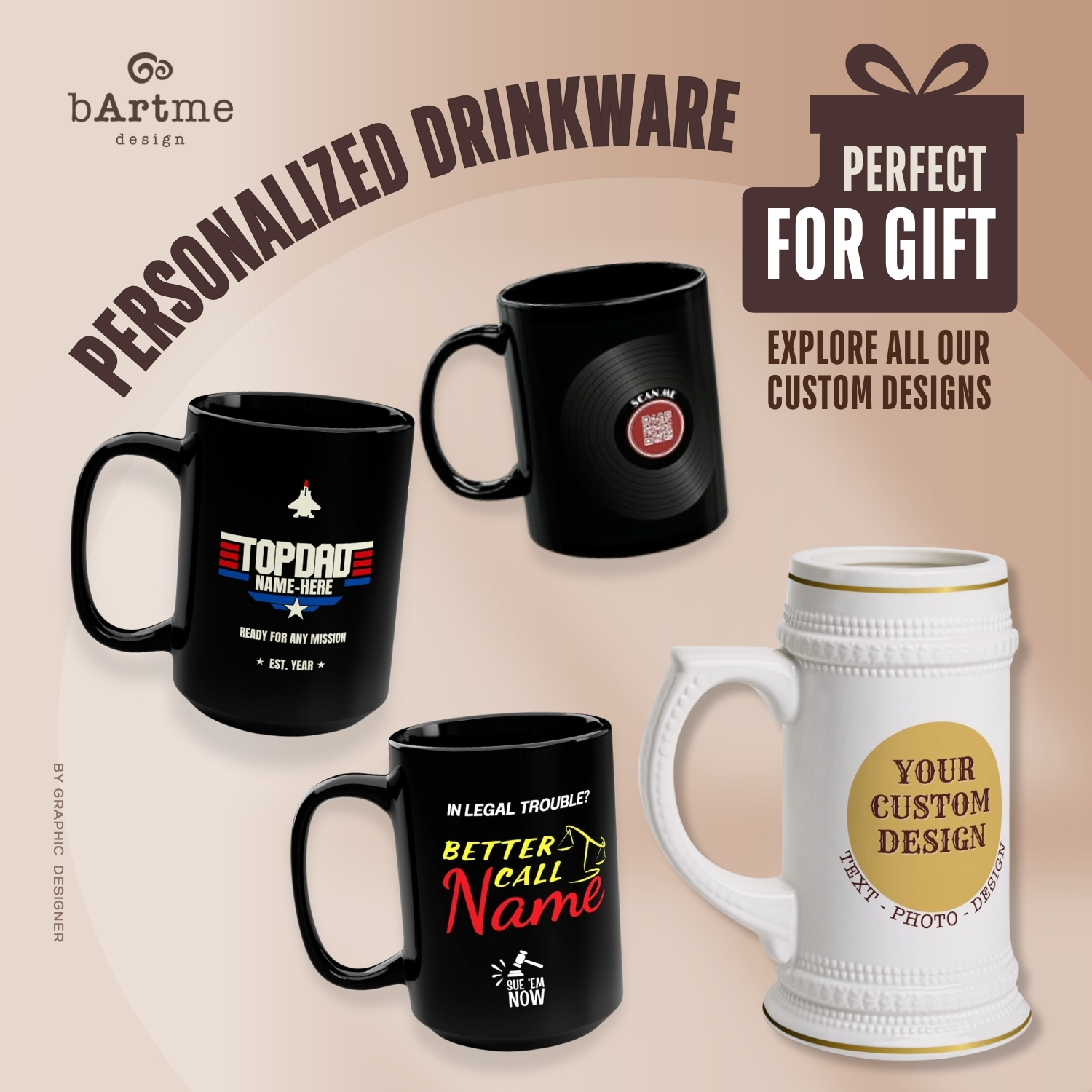 BARTME DESIGN Lawyer Personalized Mug -  Better Call Attorney Name - Funny black Mug 11 or 15oz product thumbnail image