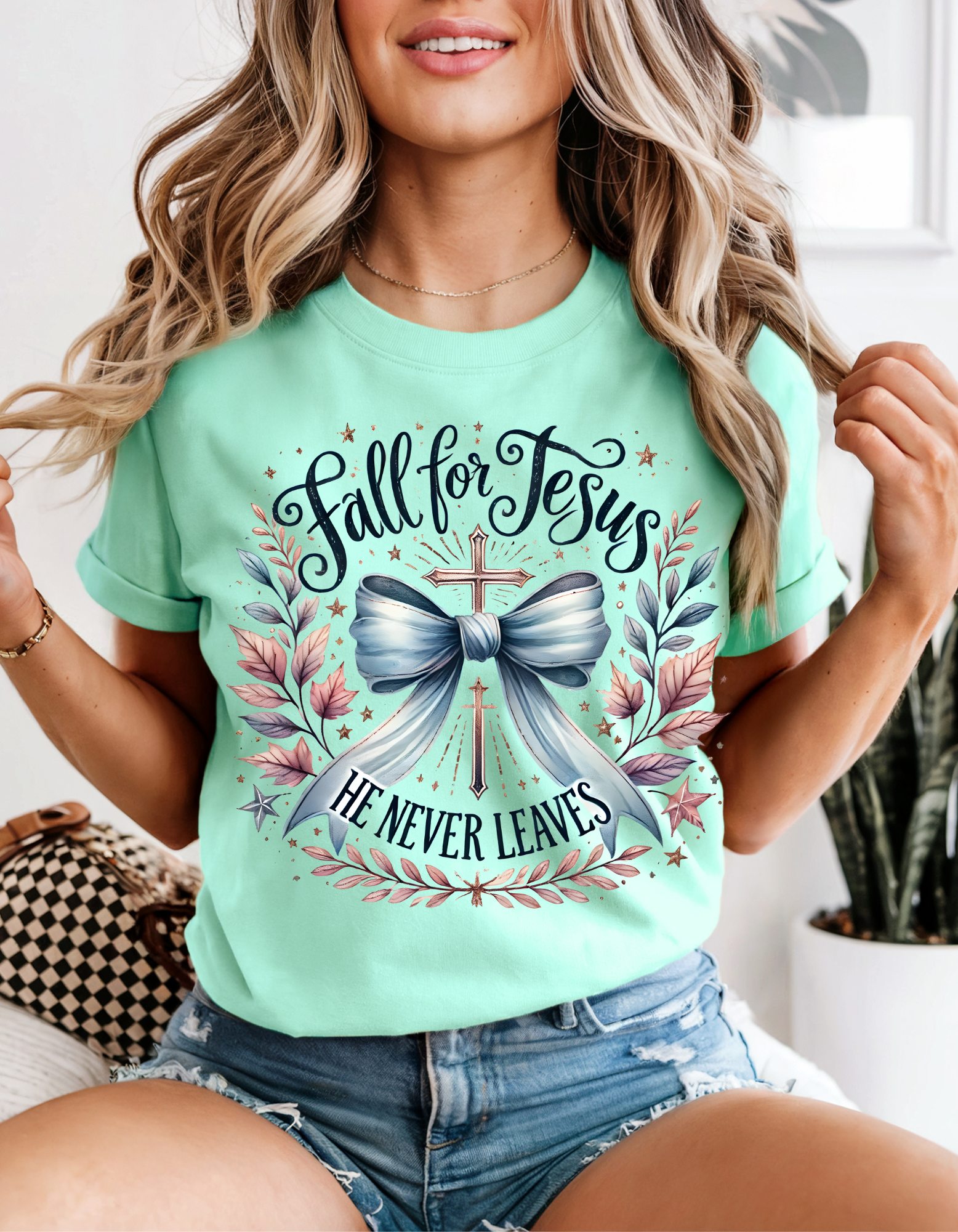 Christian Faith T-Shirt, Fall for Jesus Tee, Inspirational Apparel, Unisex Graphic Shirt, Religious Gift Idea product thumbnail image