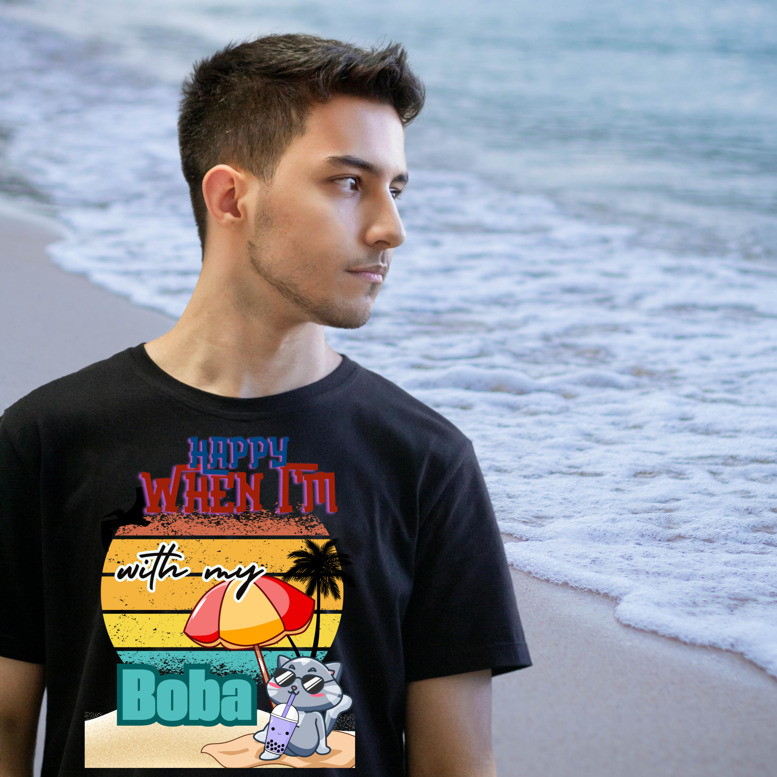 Cute boba T-Shirt, Cute Beach Shirt, Summer Apparel, Bubble Tea Tee, Gift for Boba Lovers, Milk tea Graphic Tee product thumbnail image