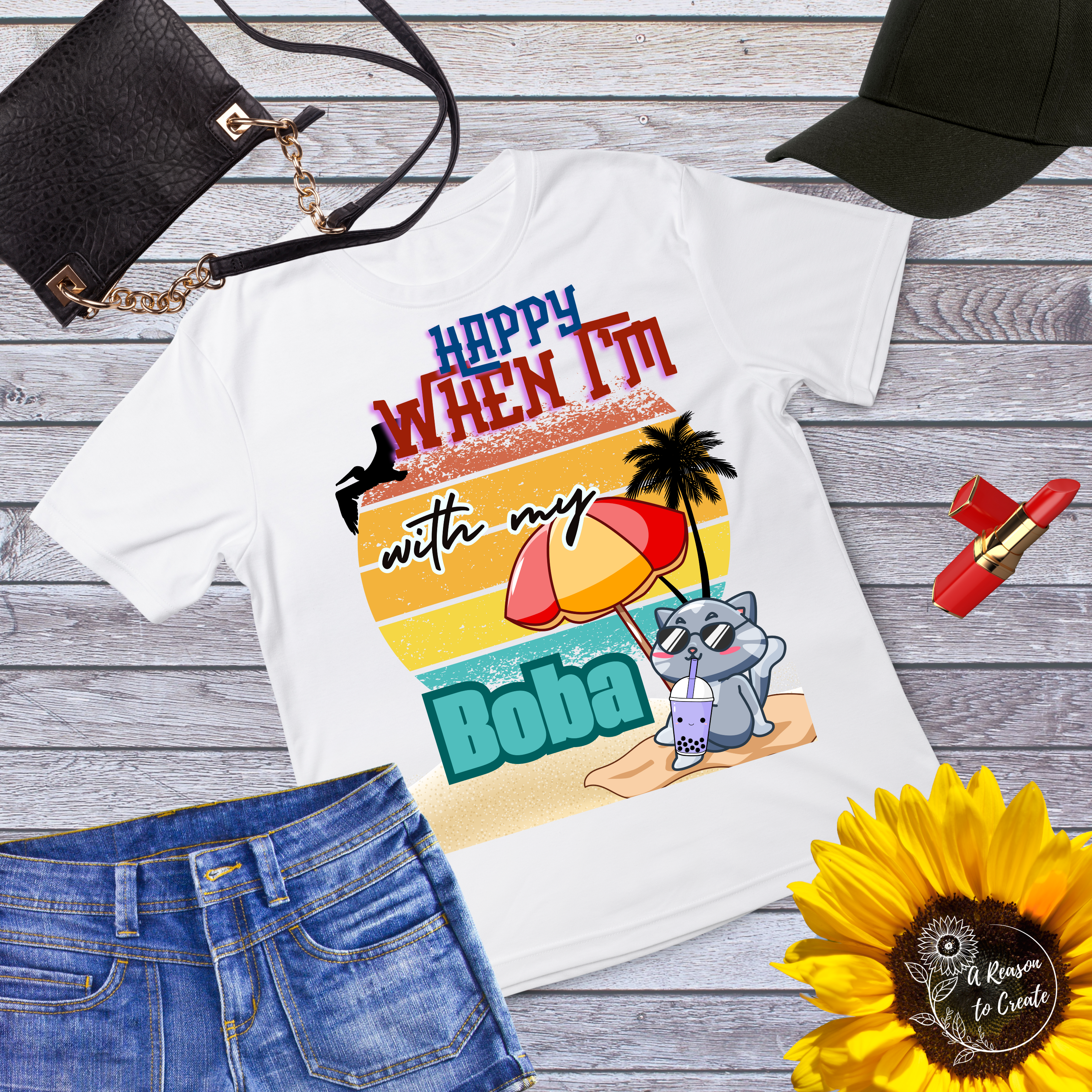 Cute boba T-Shirt, Cute Beach Shirt, Summer Apparel, Bubble Tea Tee, Gift for Boba Lovers, Milk tea Graphic Tee product thumbnail image