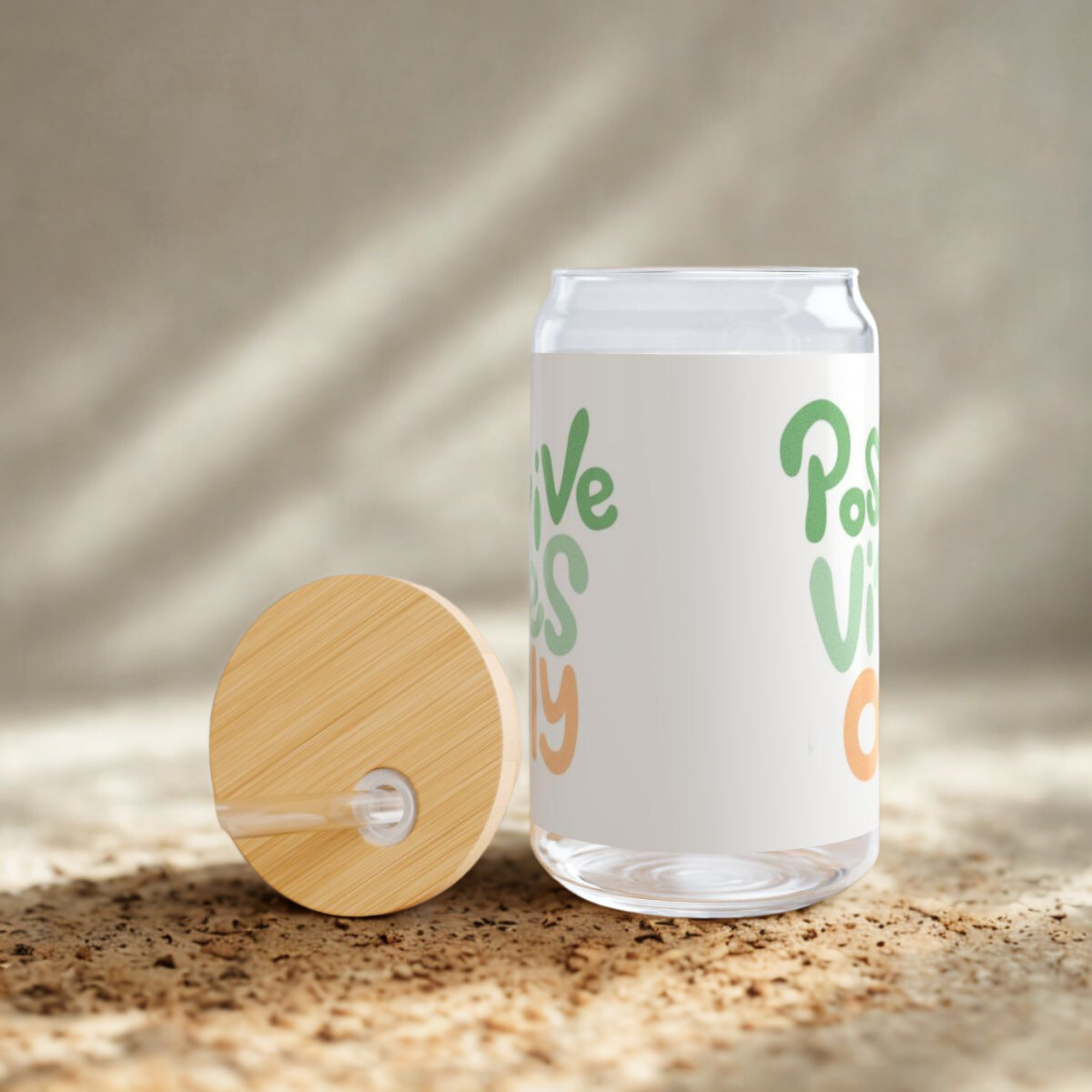 Positive Vibes Only Glass Cup – 16oz Sipper Tumbler with Bamboo Lid and Straw | Aesthetic Iced Coffee Glass | Motivational Gift product thumbnail image Positive Vibes Only Glass Cup – 16oz Sipper Tumbler with Bamboo Lid and Straw | Aesthetic Iced Coffee Glass | Motivational Gift product thumbnail image
