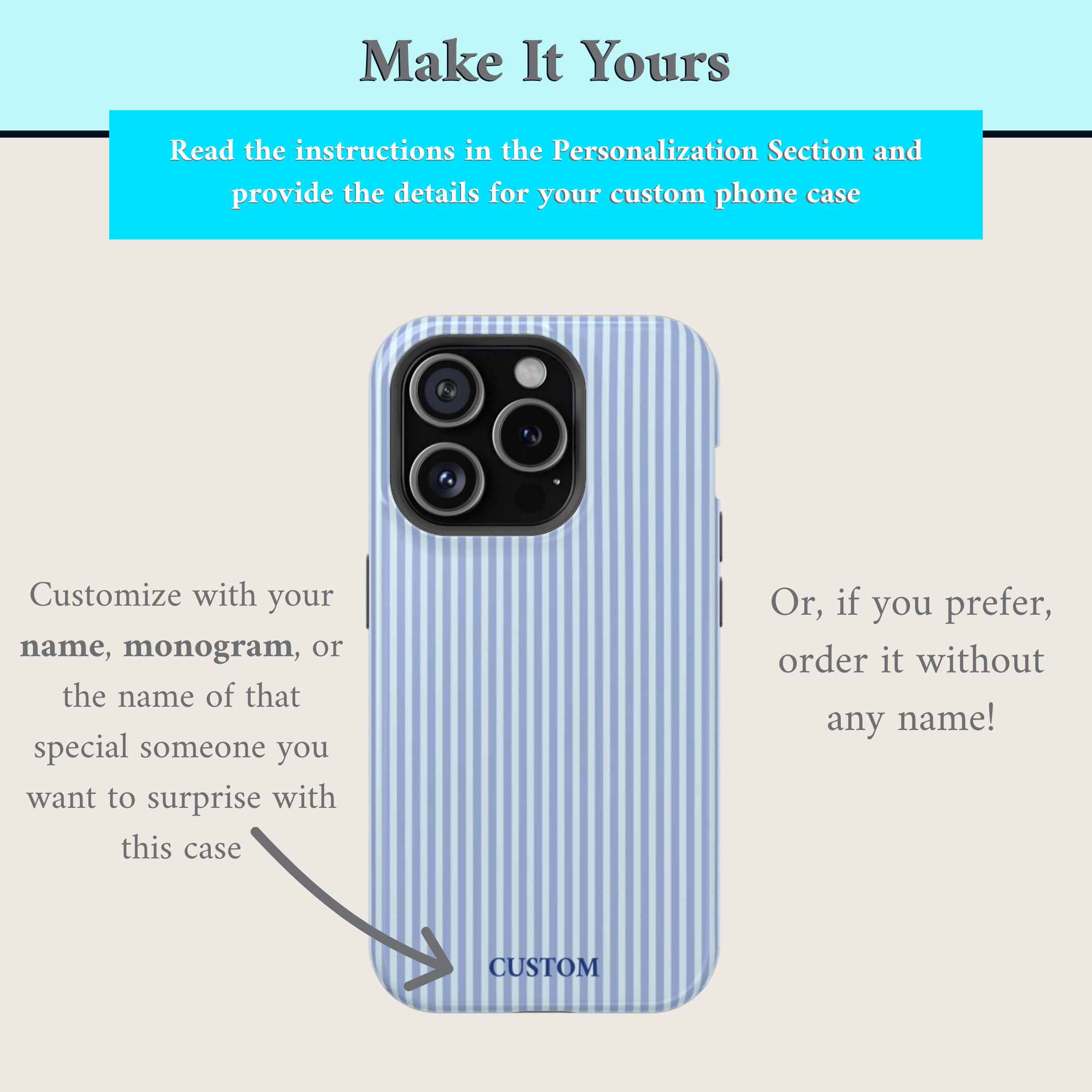Personalized Blue Striped Phone Case, Custom Monogram iPhone Case, Aesthetic Striped Phone Case, Summer Coastal Phone Case, Preppy Phonecase, Blue Beachy Phone cover product thumbnail image Personalized Blue Striped Phone Case, Custom Monogram iPhone Case, Aesthetic Striped Phone Case, Summer Coastal Phone Case, Preppy Phonecase, Blue Beachy Phone cover product thumbnail image