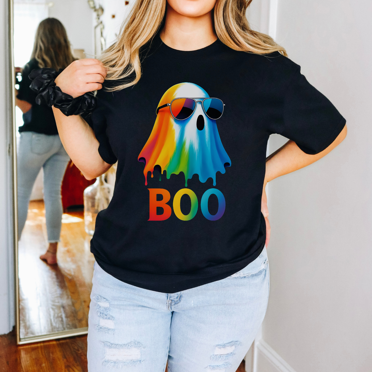 Colorful Boo Ghost T-Shirt, Halloween Tee, Casual Wear, Fun Graphic Tee, Unisex Softstyle Shirt, Perfect for Spooky Season Colorful Boo Ghost T-Shirt, Halloween Tee, Casual Wear, Fun Graphic Tee, Unisex Softstyle Shirt, Perfect for Spooky Season