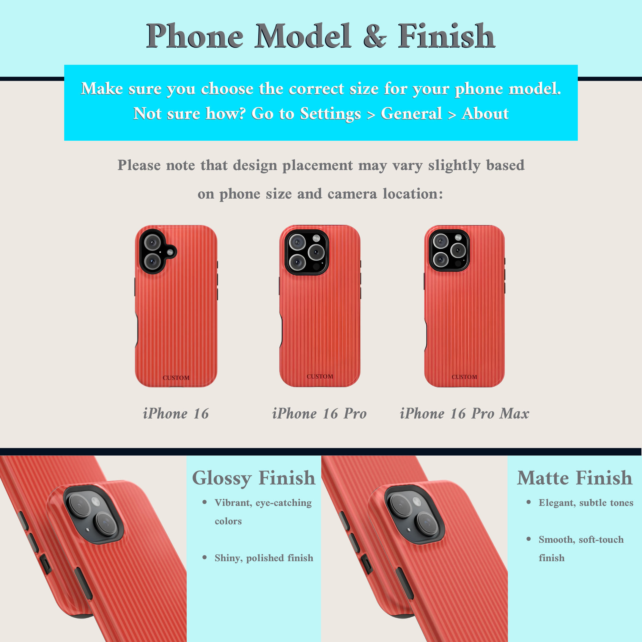 Personalized Coral &amp; Poppy Striped Phone Case, Custom Monogram iPhone Case, Aesthetic Striped Phone Case, Summer Coastal Phone Case, Preppy Phonecase, Blue Beachy Phone cover product thumbnail image