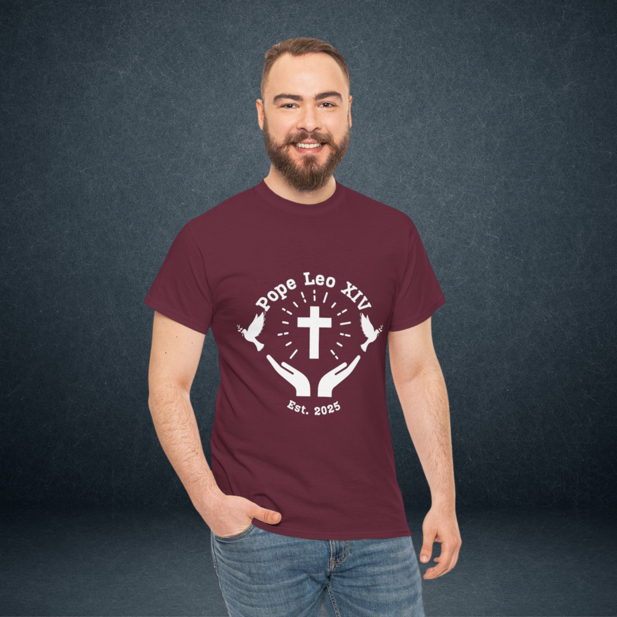 Faith-Inspired Unisex Tee, Spiritual T-Shirt, Pope Leo XIV Tee, Christian Cotton Top, Religious Gift, Church Apparel product thumbnail image Faith-Inspired Unisex Tee, Spiritual T-Shirt, Pope Leo XIV Tee, Christian Cotton Top, Religious Gift, Church Apparel product thumbnail image