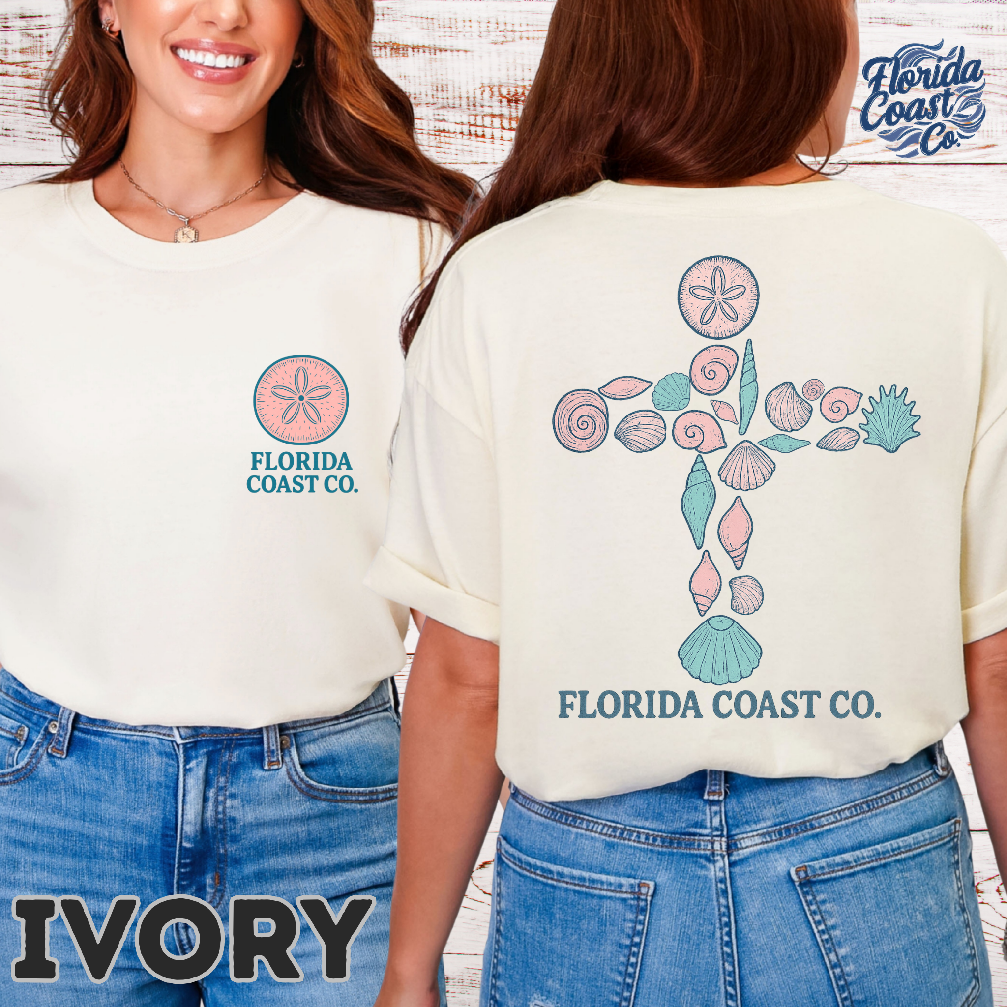 Shell Cross Christian T-Shirt – Comfort Colors 1717 | Coastal Faith Tee | Beachy Jesus Shirt | Scripture T-Shirt Plus Size S–4XL product thumbnail image