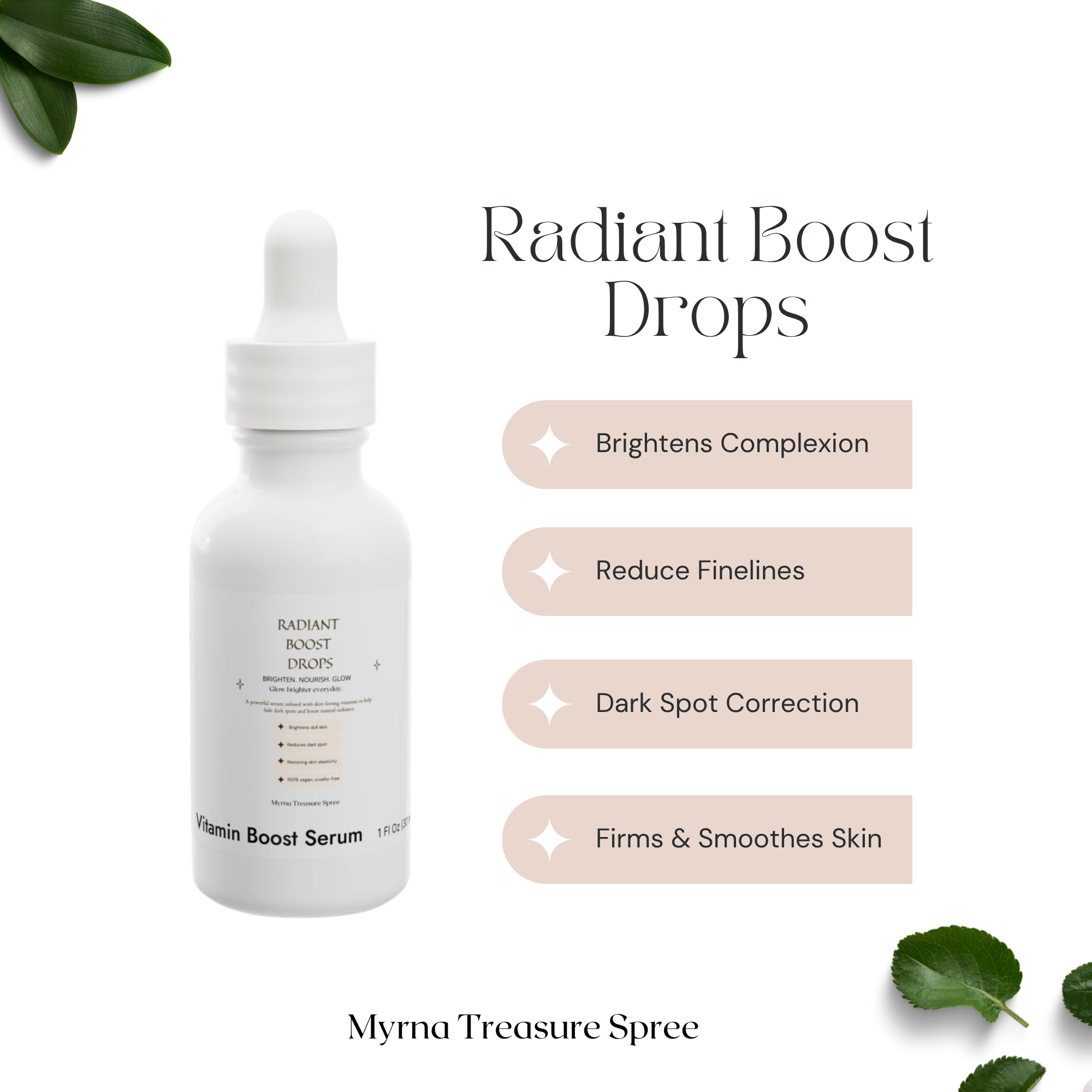 Radiant Boost Drops- Vitamin C Serum for Dark Spots & Glowing Skin Every day, Vitamin Boost Serum, 1oz product thumbnail image Radiant Boost Drops- Vitamin C Serum for Dark Spots & Glowing Skin Every day, Vitamin Boost Serum, 1oz product thumbnail image