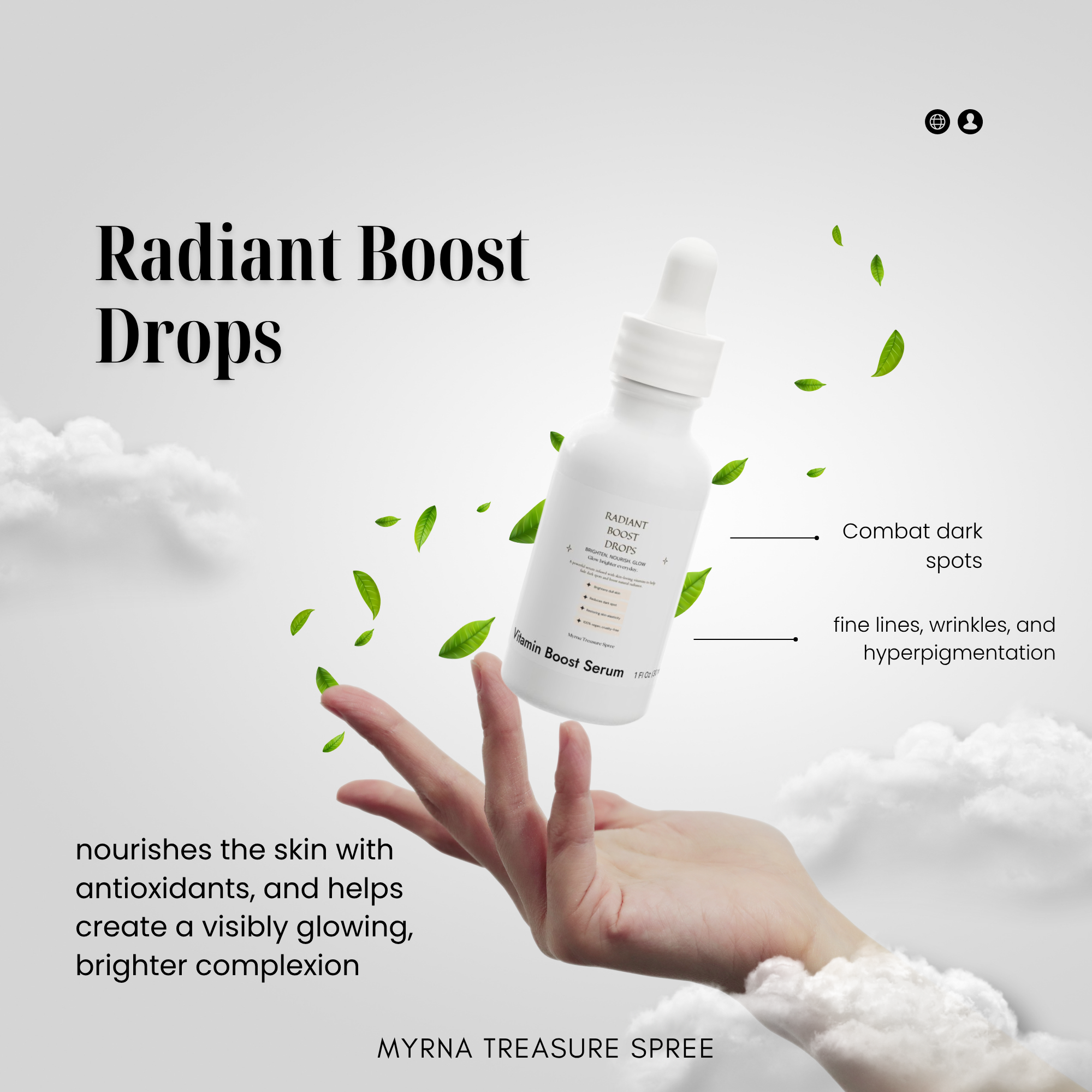 Radiant Boost Drops- Vitamin C Serum for Dark Spots & Glowing Skin Every day, Vitamin Boost Serum, 1oz product thumbnail image Radiant Boost Drops- Vitamin C Serum for Dark Spots & Glowing Skin Every day, Vitamin Boost Serum, 1oz product thumbnail image