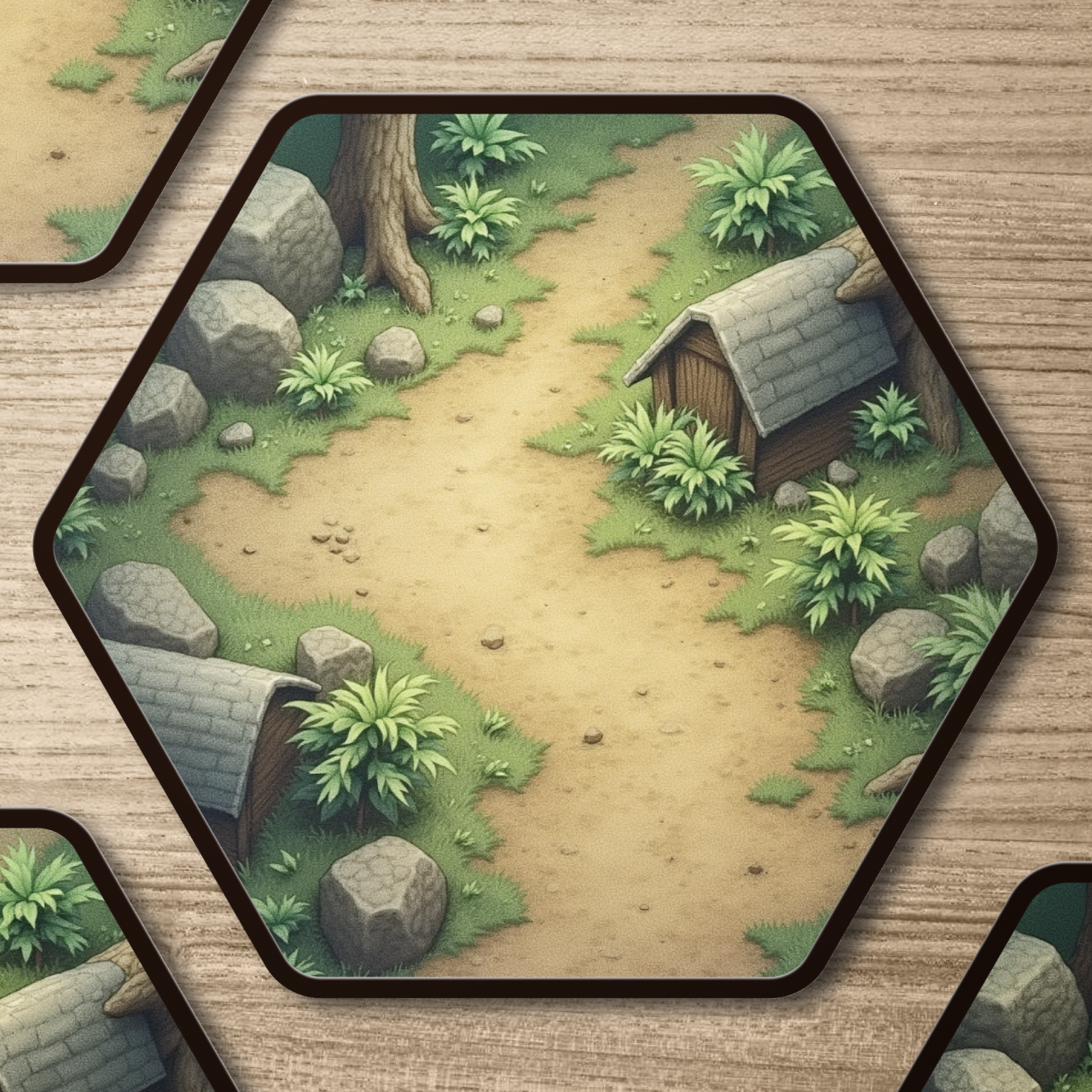  The Forest Huts | Hexagonal Scene Kiss-Cut Stickers