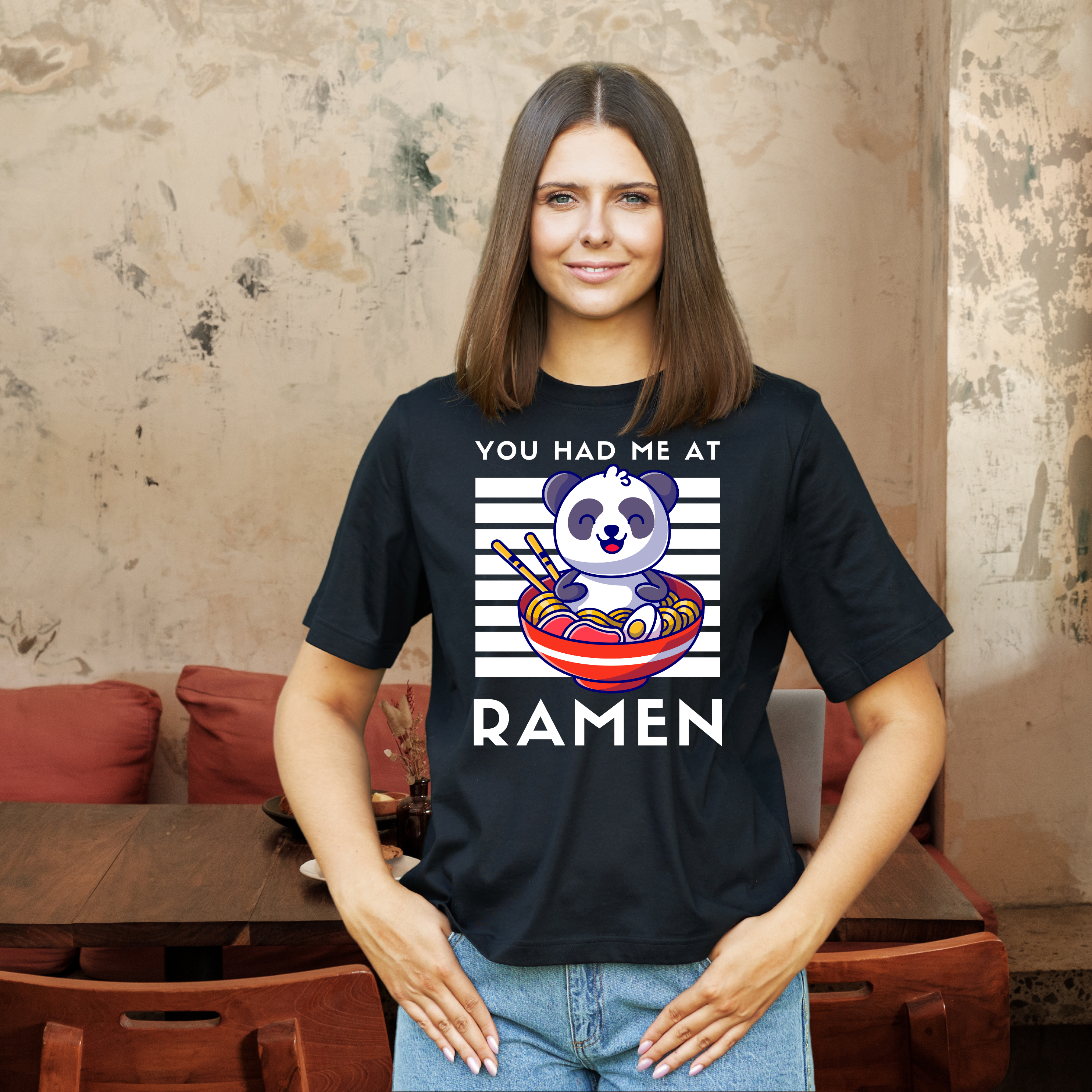 Ramen T-Shirt with cute panda, Cute Foodie Tee, Animal Lover Gift, Casual Wear, Funny Gift for Friends, Foodie Style T-Shirt product thumbnail image