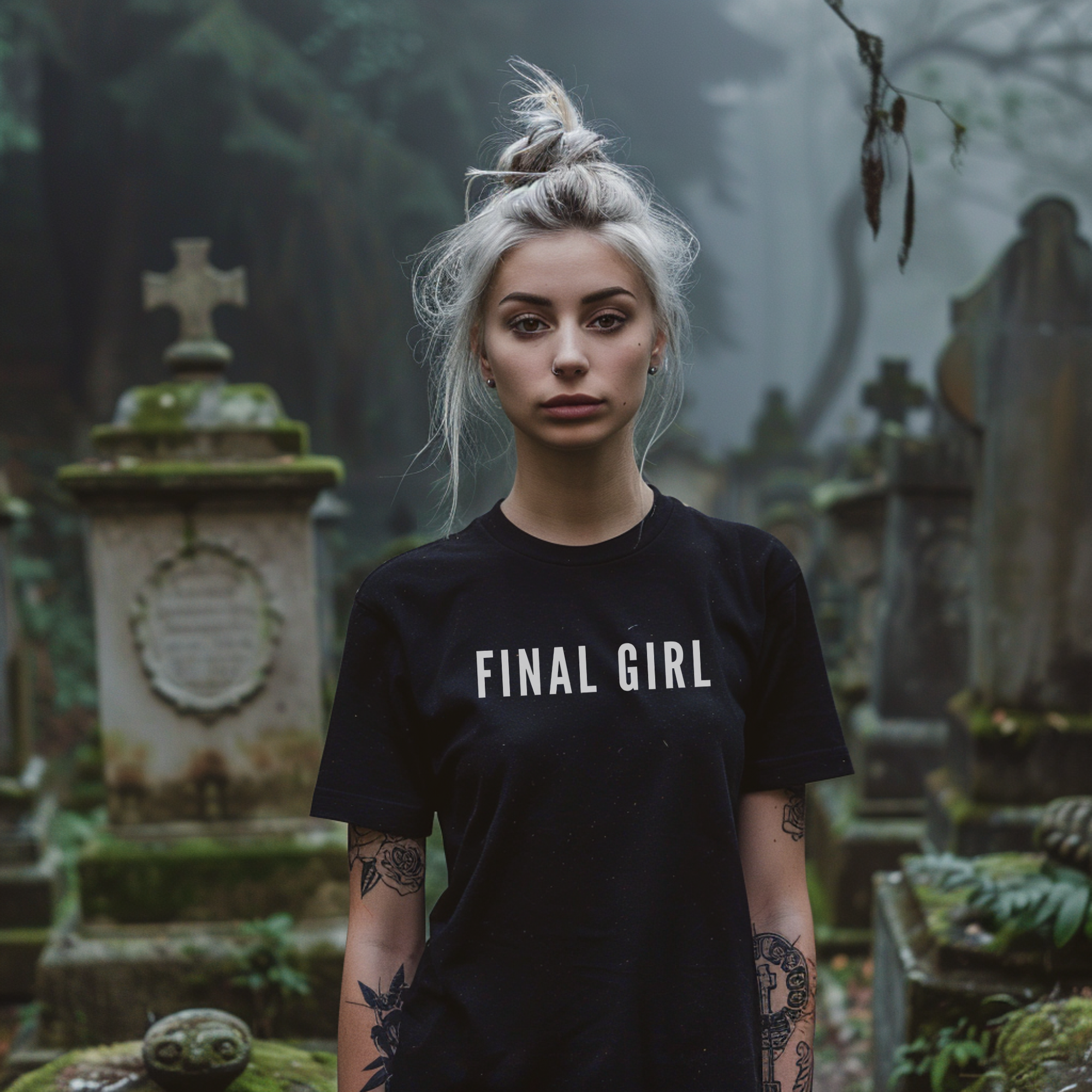 Final Girl Unisex Garment-Dyed T-Shirt, Vintage Horror Tee, Casual Graphic Shirt, Halloween Outfit, Unique Gift for Fans product thumbnail image