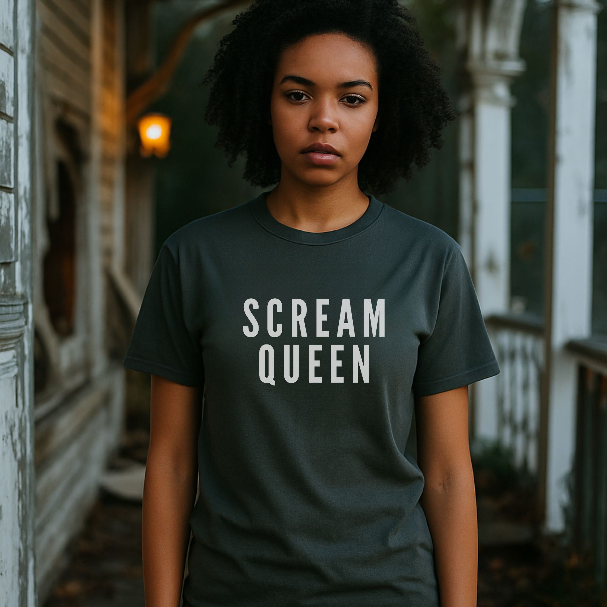 Scream Queen T-Shirt, Garment-Dyed Tee for Horror Lovers, Halloween Costume, Funny Gift, Unisex Apparel product thumbnail image