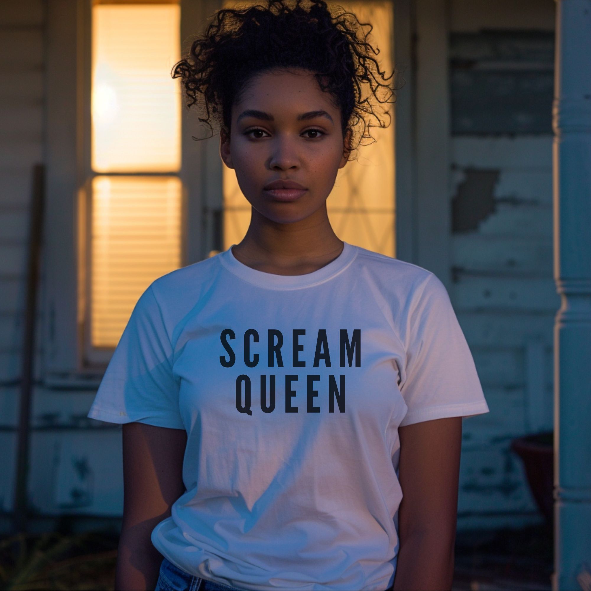 Scream Queen T-Shirt, Garment-Dyed Tee for Horror Lovers, Halloween Costume, Funny Gift, Unisex Apparel product thumbnail image