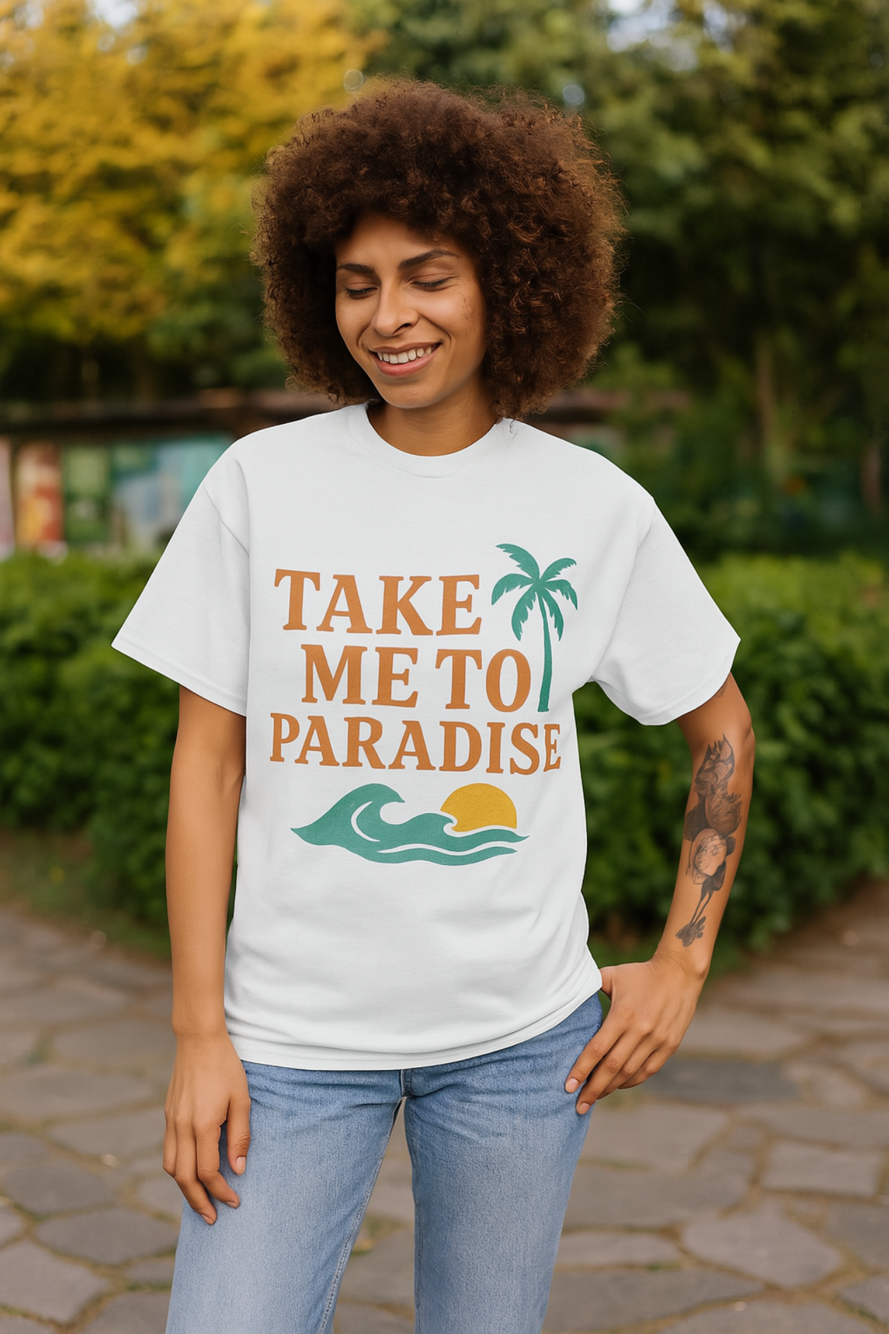 T-Shirt: Tropical Paradise Tee, Relaxed Fit Unisex Shirt for Beach Lovers, Vacation Vibes, Summer Gift, Travel Inspiration product thumbnail image T-Shirt: Tropical Paradise Tee, Relaxed Fit Unisex Shirt for Beach Lovers, Vacation Vibes, Summer Gift, Travel Inspiration product thumbnail image