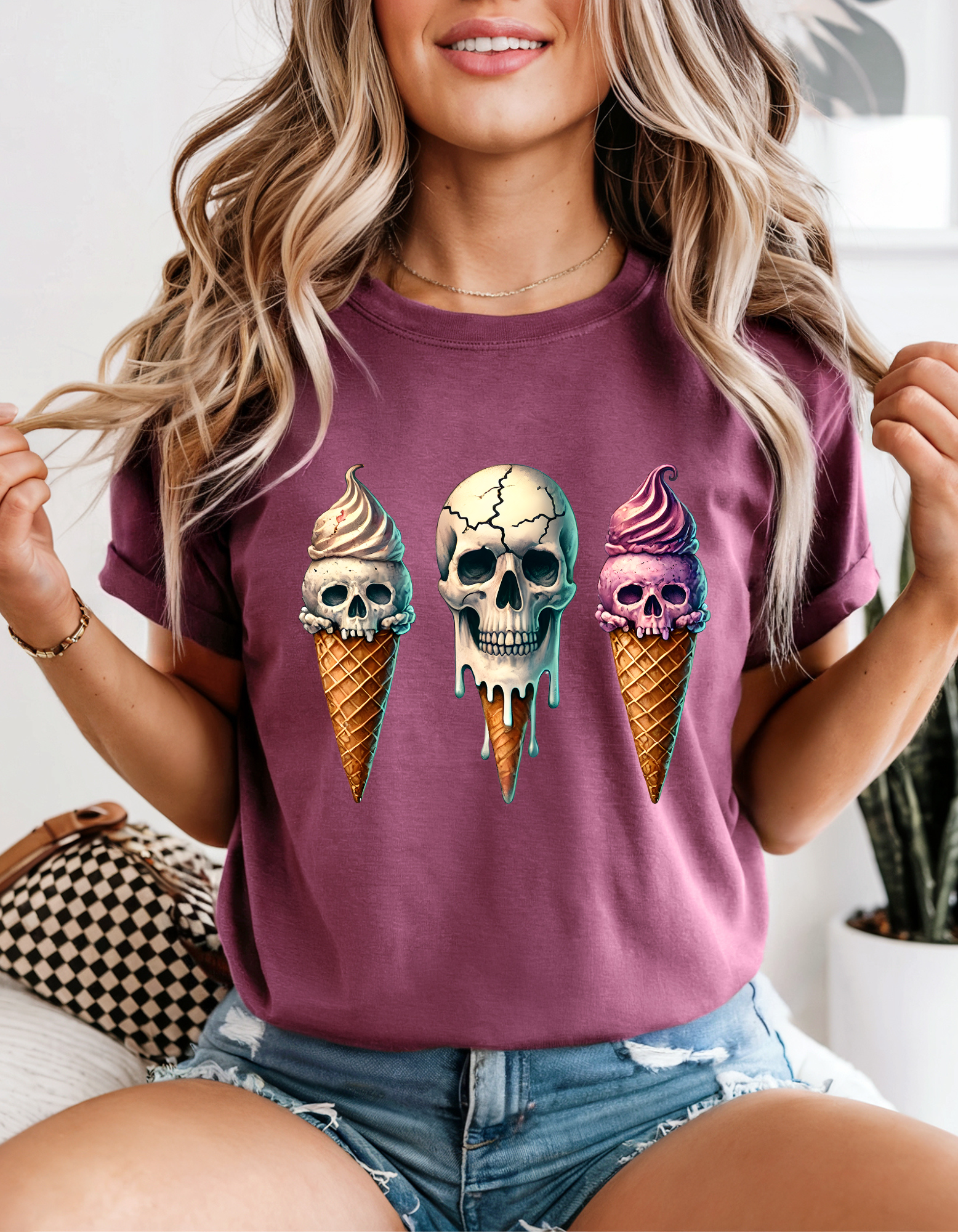 Skull Ice Cream T-Shirt, Cool Graphic Tee, Casual Wear, Summer Fashion, Unique Gift, Alternative Style product thumbnail image Skull Ice Cream T-Shirt, Cool Graphic Tee, Casual Wear, Summer Fashion, Unique Gift, Alternative Style product thumbnail image