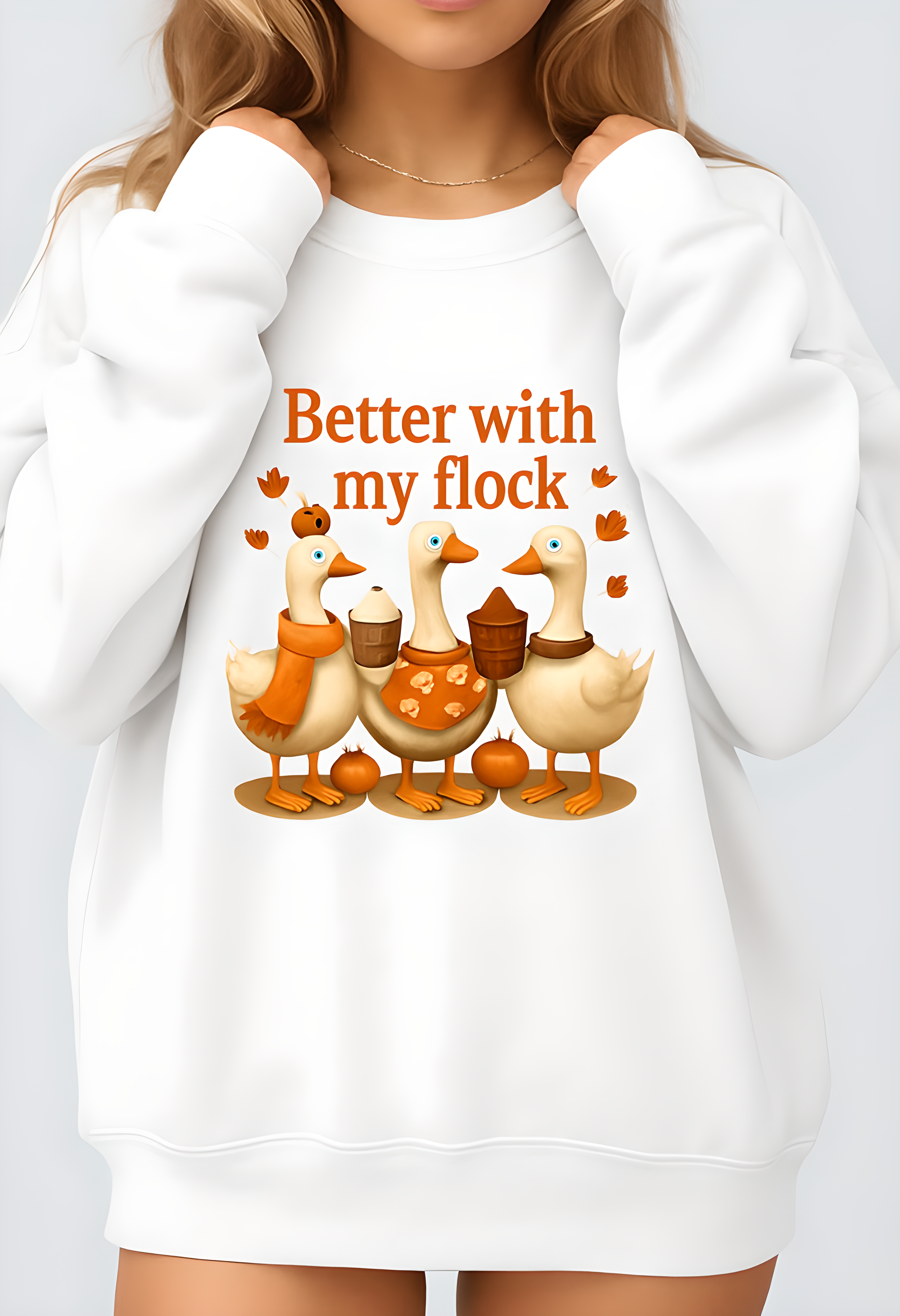 Cozy Duck-Themed Crewneck Sweatshirt, Perfect for Autumn Gatherings, Fall Seasonal Gift, Cute Animal Apparel, Unisex Sweatshirt product thumbnail image