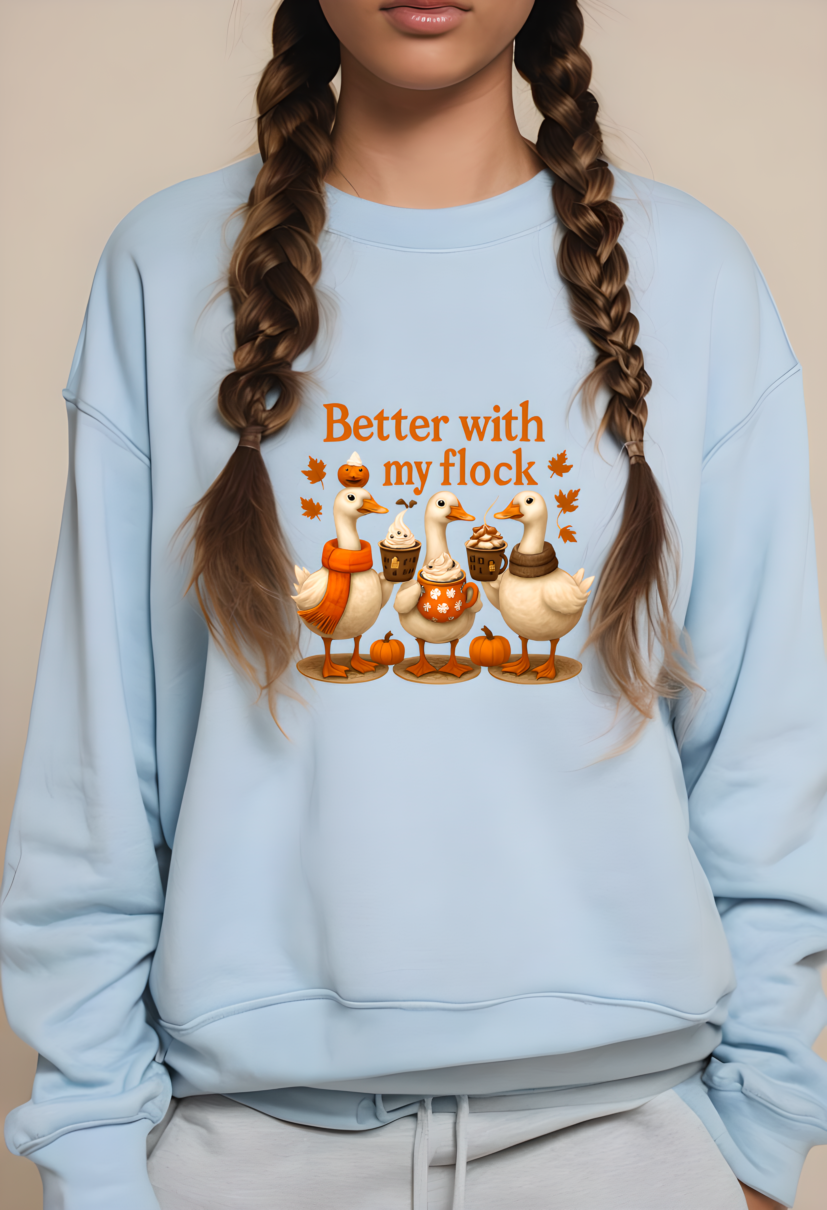 Cozy Duck-Themed Crewneck Sweatshirt, Perfect for Autumn Gatherings, Fall Seasonal Gift, Cute Animal Apparel, Unisex Sweatshirt product thumbnail image