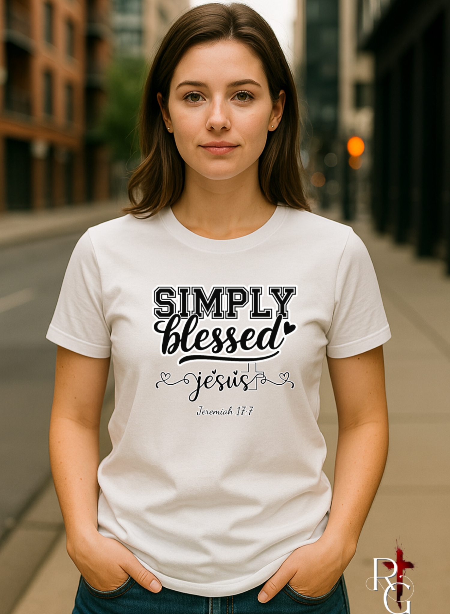 Simply Blessed Christian T-Shirt – Jeremiah 17:7 | Faith-Based Design product thumbnail image