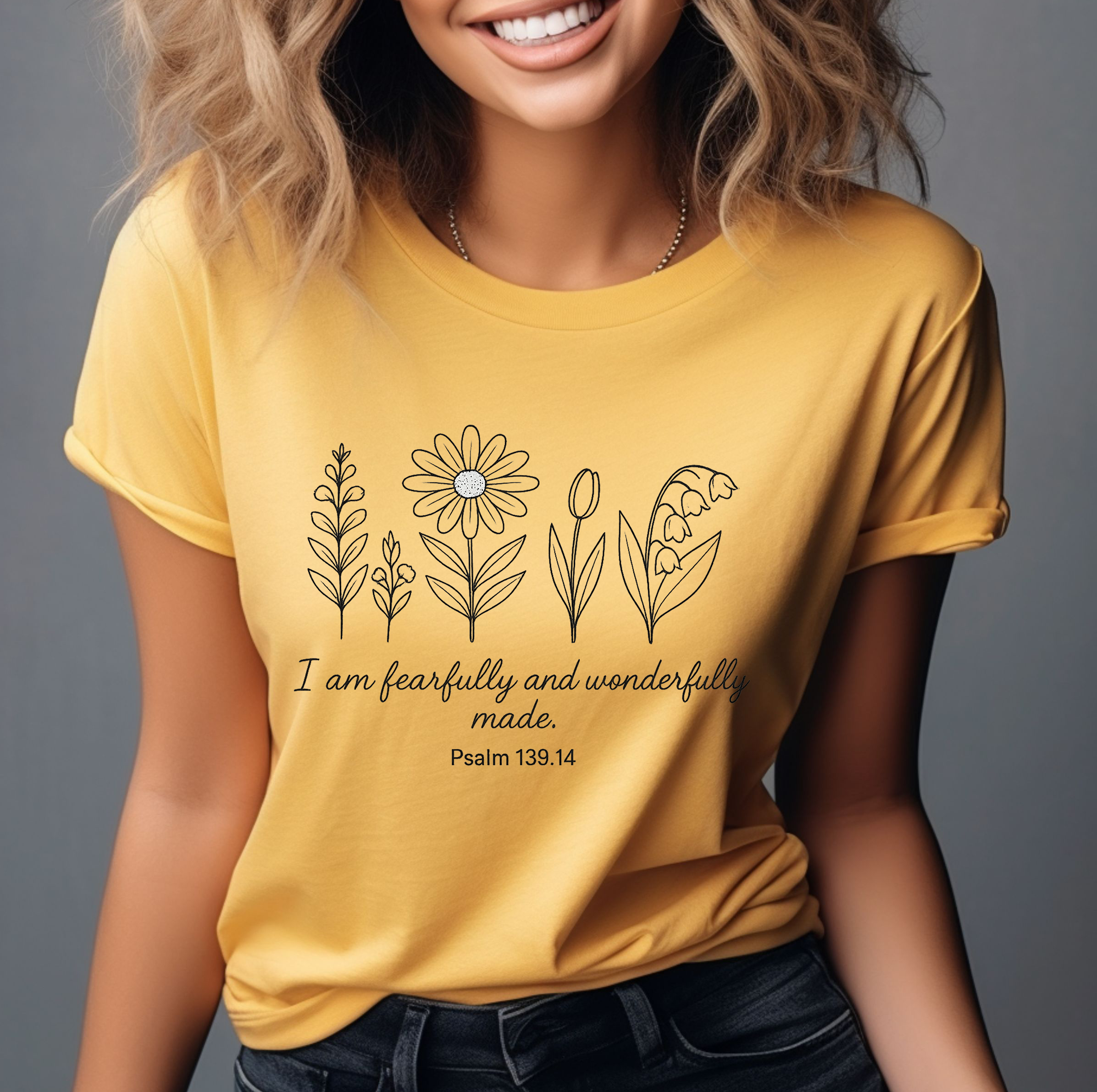 Fearfully and Wondefully Made - Psalm 139:14- Christian T-shirt product thumbnail image Fearfully and Wondefully Made - Psalm 139:14- Christian T-shirt product thumbnail image