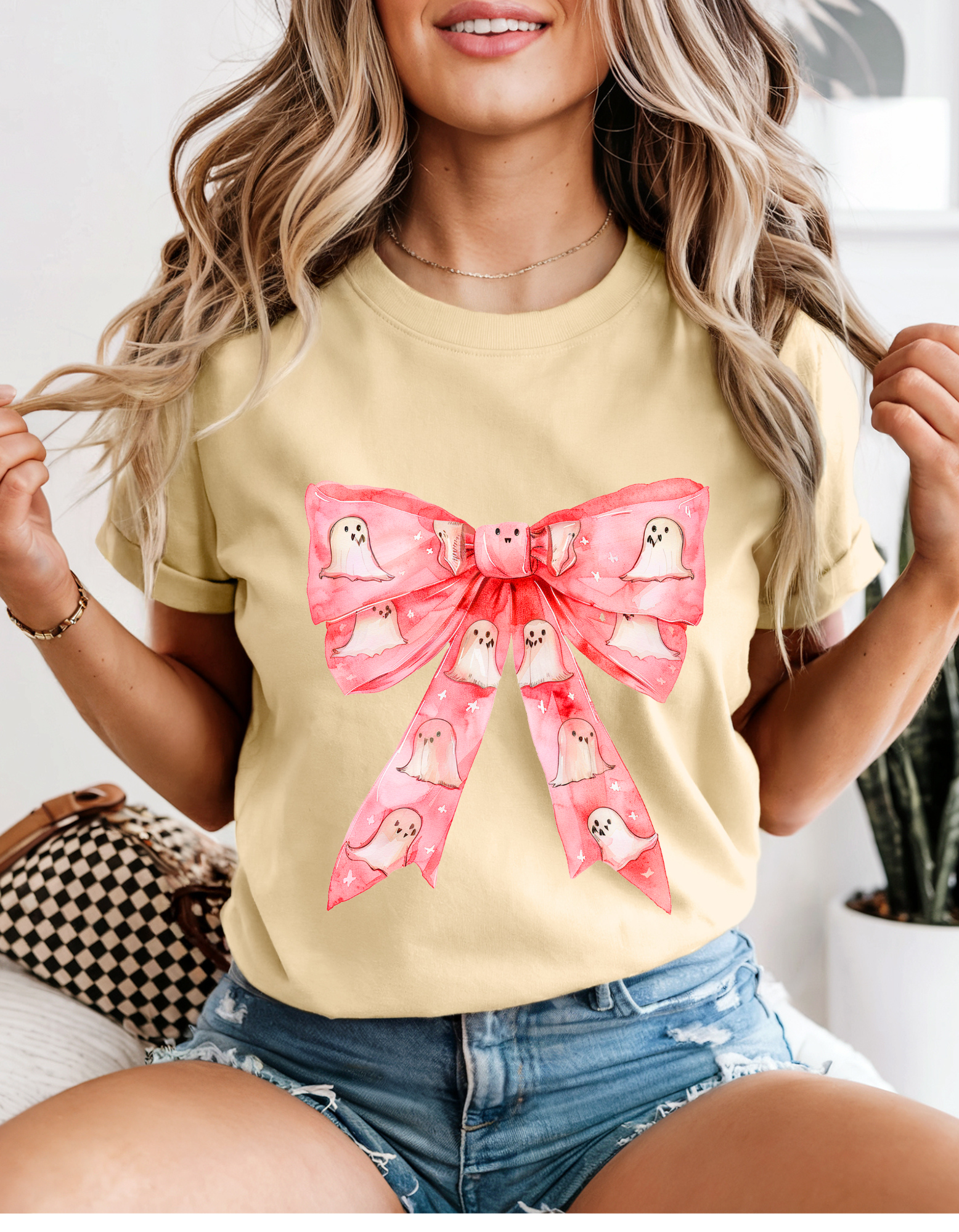Cute Ghost Bow T-shirt, Unisex Halloween Shirt, Spooky Ghost Tee, Ghost Lovers Gift, October Celebration Apparel Cute Ghost Bow T-shirt, Unisex Halloween Shirt, Spooky Ghost Tee, Ghost Lovers Gift, October Celebration Apparel
