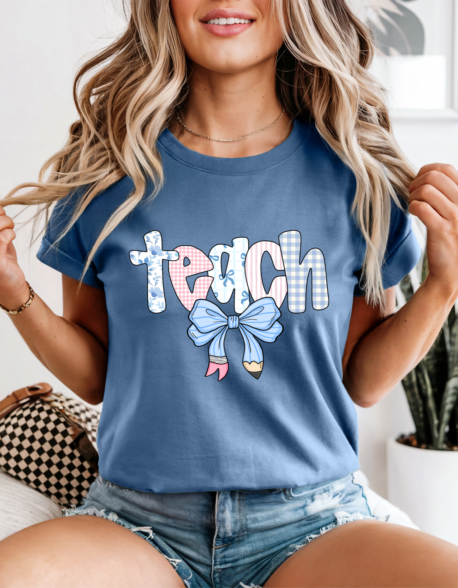 Cute Teacher T-Shirt, Unisex Garment-Dyed Tee, Gifts for Teachers, Back to School Apparel, Education Lover's Shirt product thumbnail image