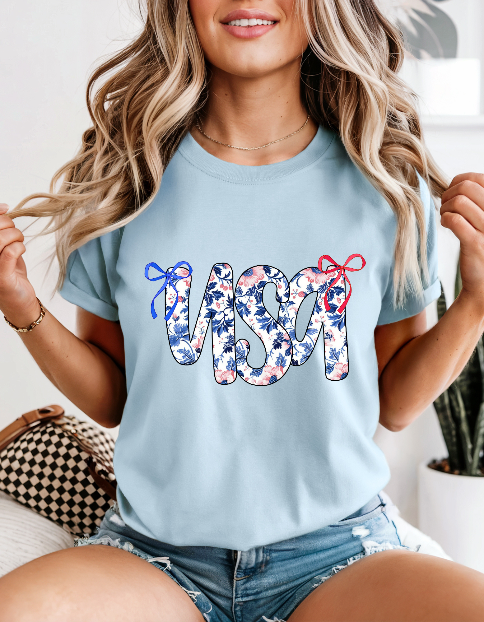 Patriotic Floral T-Shirt - USA Design, Unisex Tee, Summer Style, Independence Day, Gift for Her, Celebration Wear, Casual Outfit product thumbnail image Patriotic Floral T-Shirt - USA Design, Unisex Tee, Summer Style, Independence Day, Gift for Her, Celebration Wear, Casual Outfit product thumbnail image