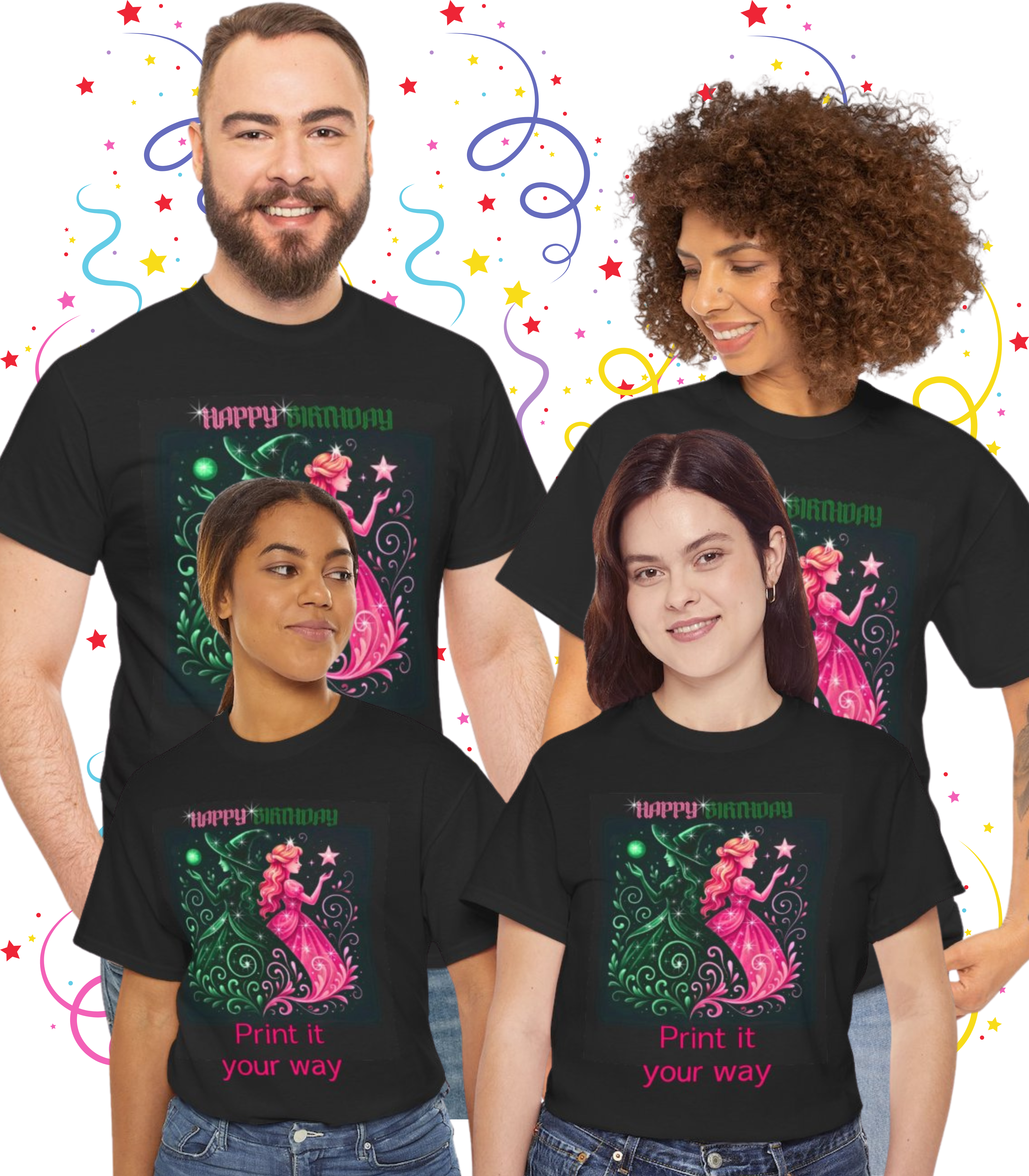 Witch and Princess Birthday Tee – Unisex Cotton Graphic Shirt, Wicked and Witchy, Magical Gift, Menswear & Womenswear by CarmaQuanTarotBirthday Party Outfit Witch and Princess Birthday Tee – Unisex Cotton Graphic Shirt, Wicked and Witchy, Magical Gift, Menswear & Womenswear by CarmaQuanTarotBirthday Party Outfit