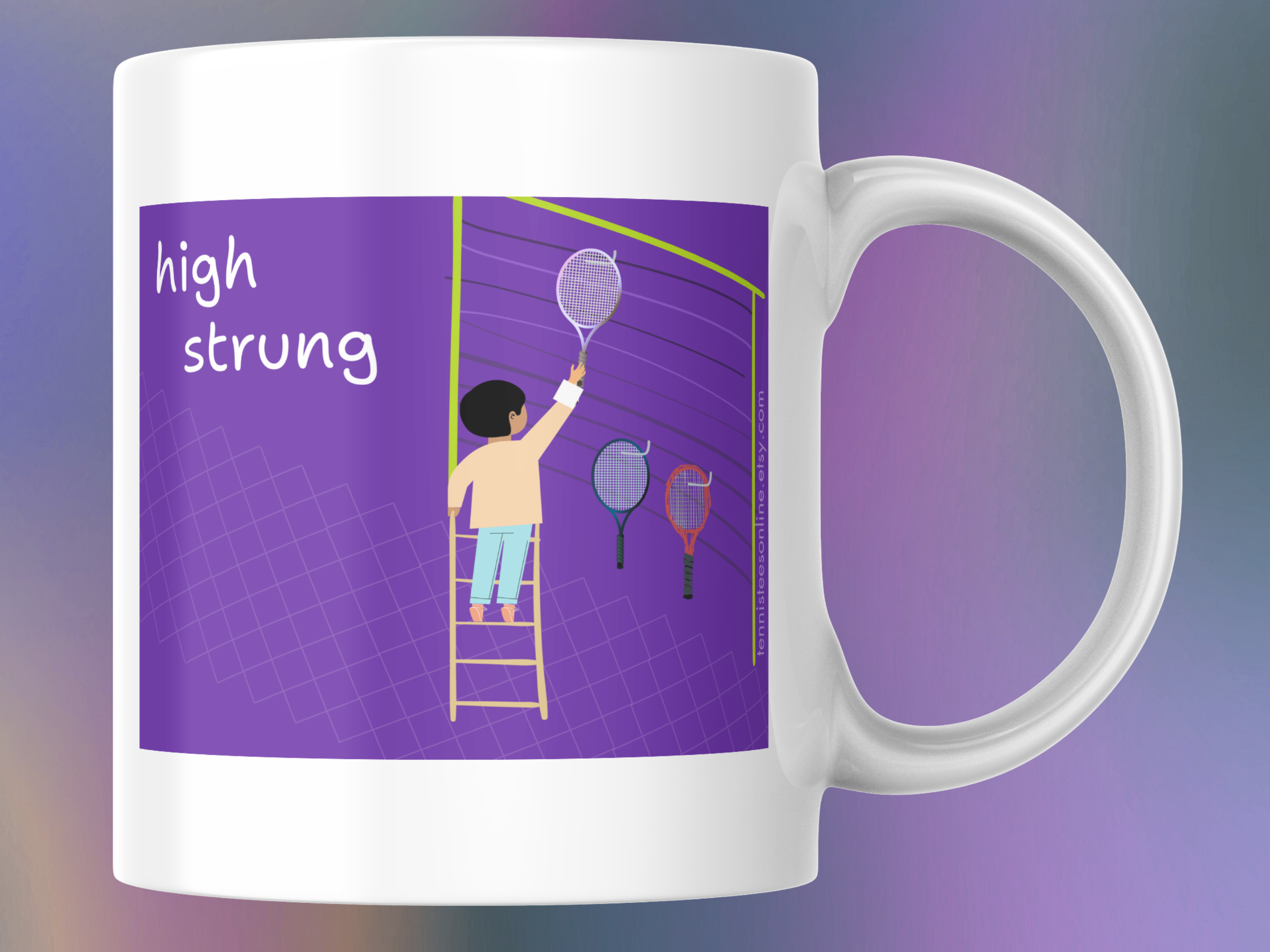 High Strung Ceramic Mug | Perfect Gift for Tennis Lovers, Inspirational Coffee Cup, Sports Fan Mug, Unique Kitchen Decor, Humor Cup High Strung Ceramic Mug | Perfect Gift for Tennis Lovers, Inspirational Coffee Cup, Sports Fan Mug, Unique Kitchen Decor, Humor Cup