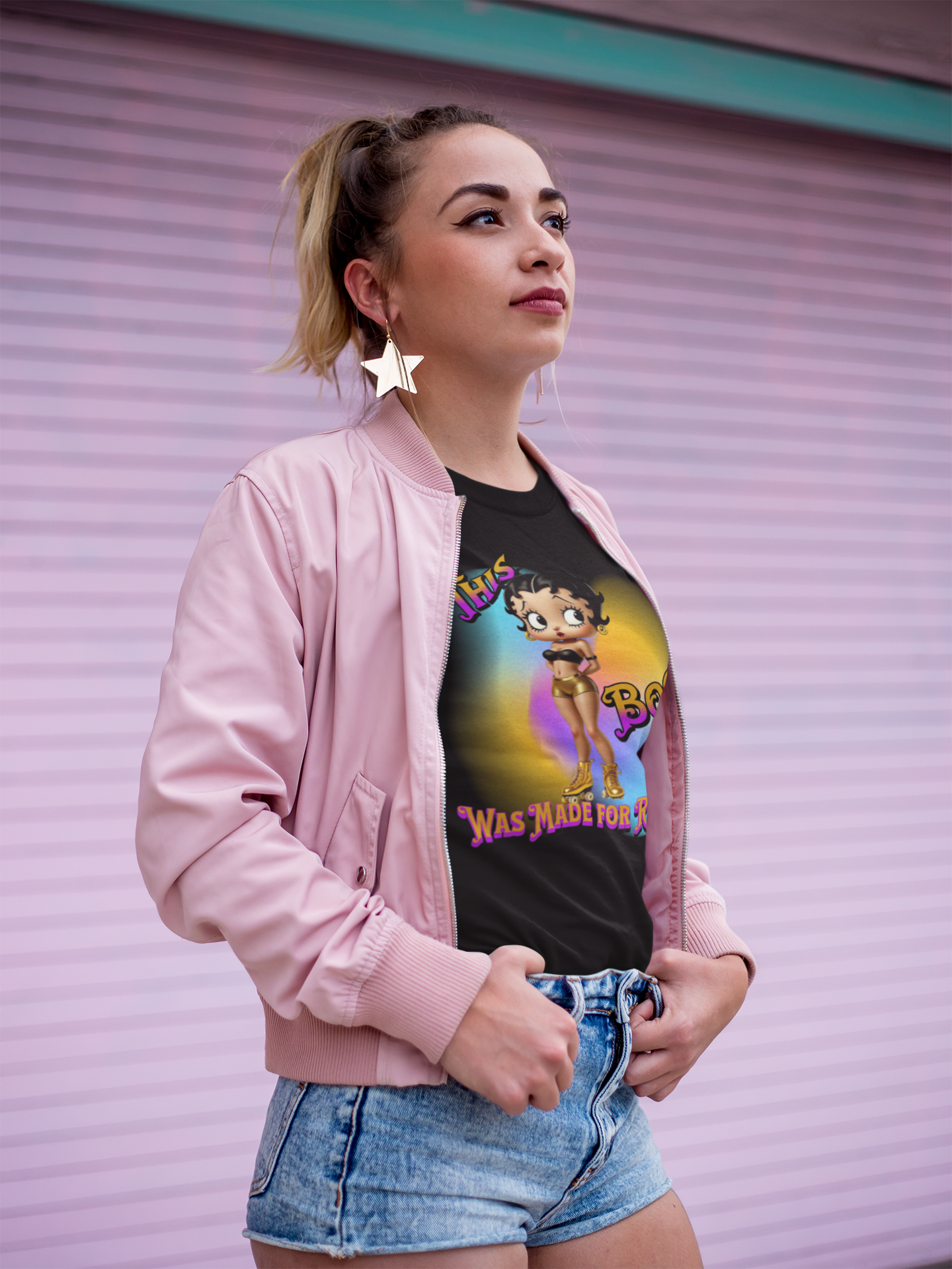 Retro Betty Boop Cartoon Tee, Fun Skater Themed T-Shirt, Vintage Skater Girl Shirt, Casual Wear, Betty Boop Design, Perfect Gift for Skater Fans product thumbnail image