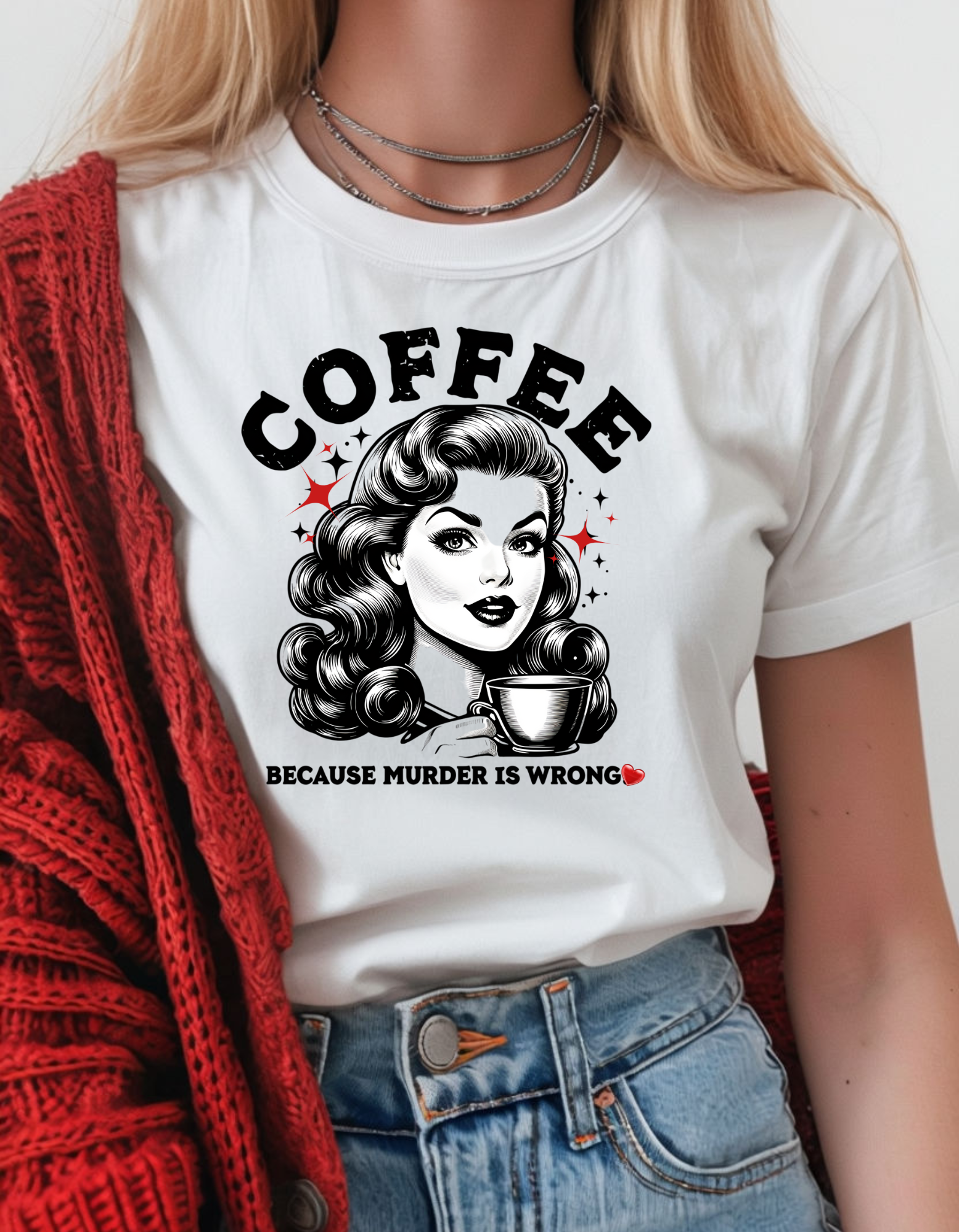 Coffee Because Murder is Wrong Softstyle T-Shirt product thumbnail image