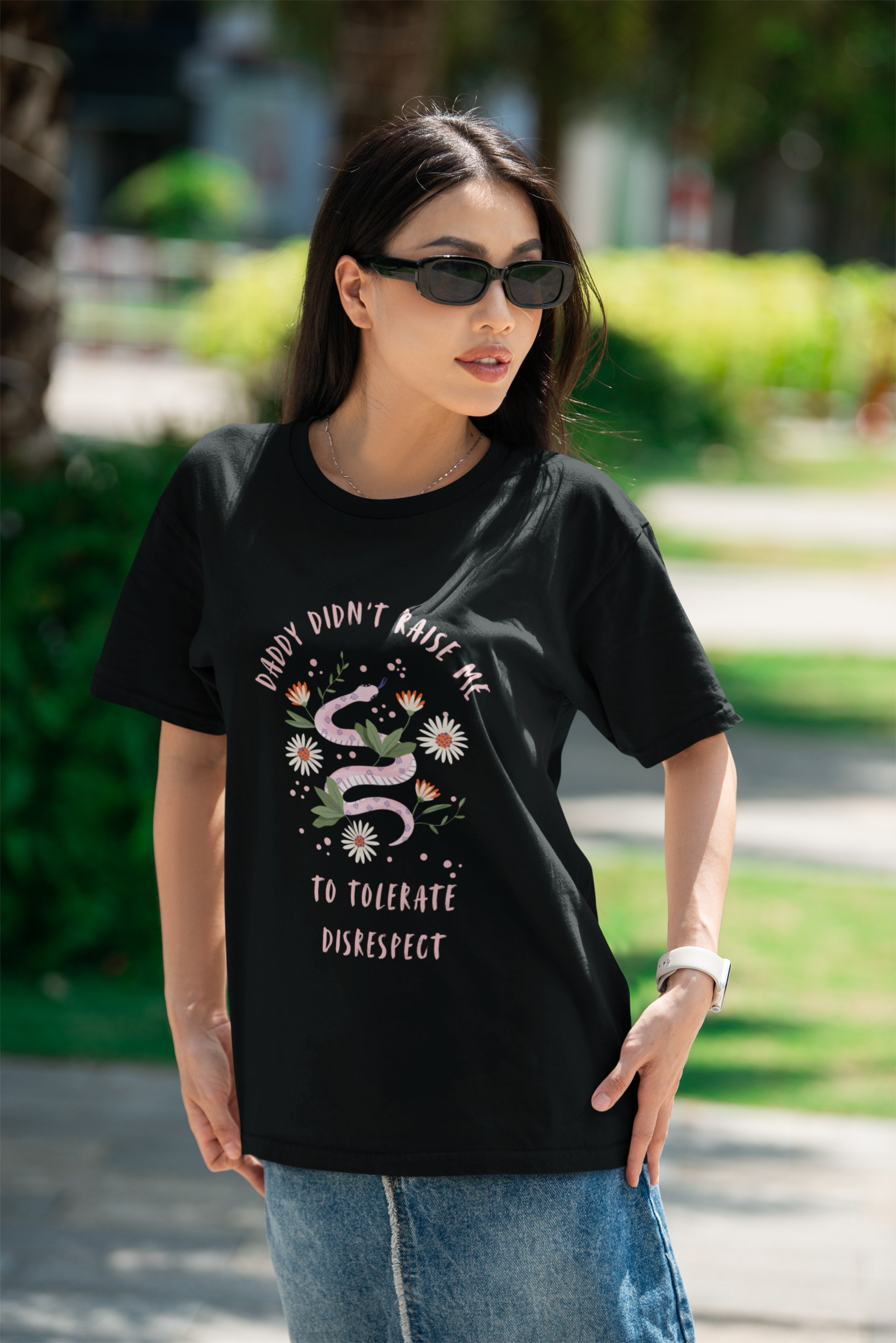 Daddy Didn’t Raise Me Shirt | Feminine Snake Tee | Anti-Misogyny Graphic Shirt | Empowered Woman T-Shirt | Soft Unisex Statement Top product thumbnail image