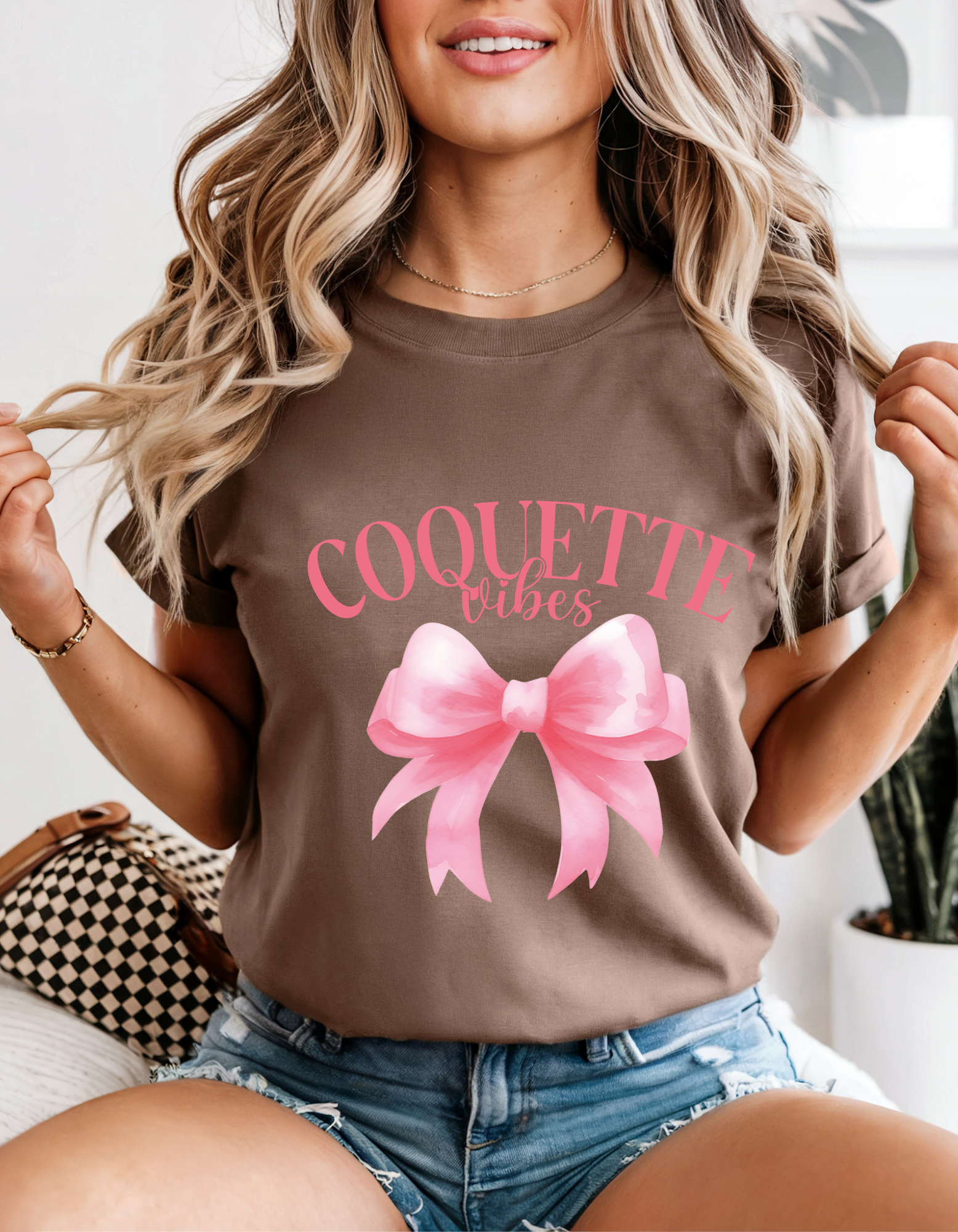 Coquette Vibes T-Shirt, Cute Graphic Tee, Girly Casual Wear, Birthday Gift, Soft Cotton Fashion, Stylish Summer Top product thumbnail image Coquette Vibes T-Shirt, Cute Graphic Tee, Girly Casual Wear, Birthday Gift, Soft Cotton Fashion, Stylish Summer Top product thumbnail image