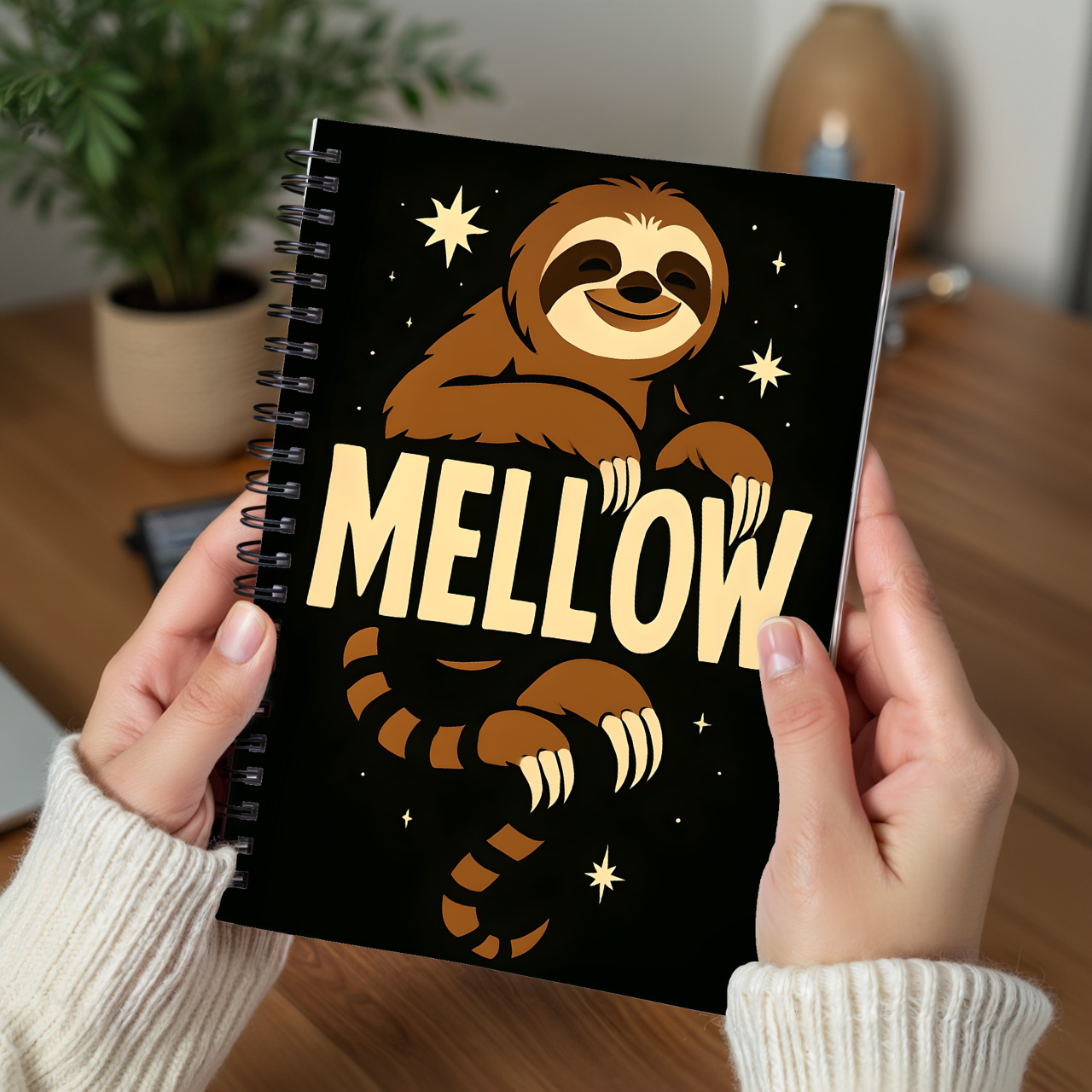 Mellow Sloth Spiral Notebook - Perfect for Journaling, Sketching, Gift for Writers, School Supplies, Relaxation