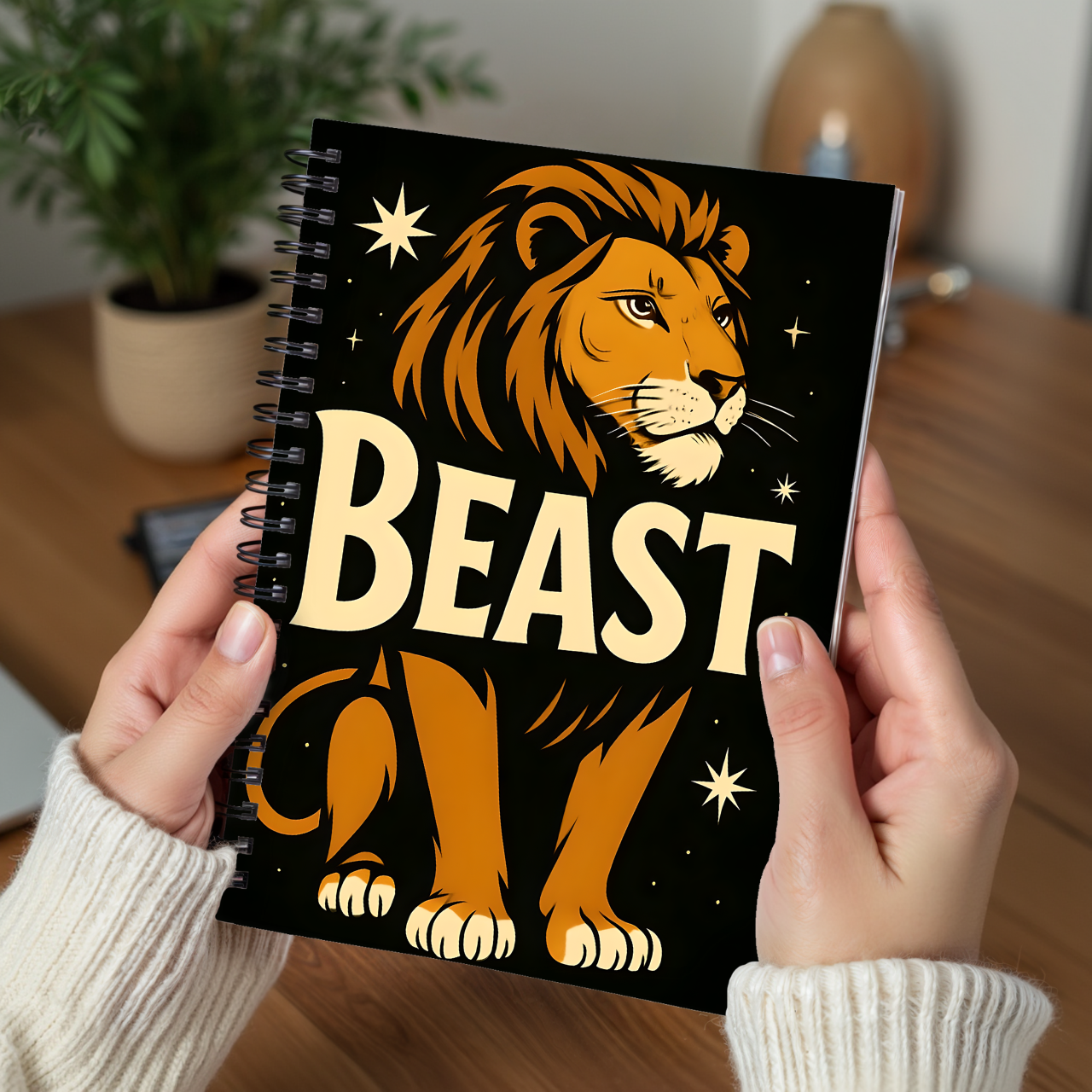 Bold Beast Spiral Notebook - Perfect for Creatives, Students, and Nature Lovers, Lion Themed Journal, Motivational Gift, Back to [...]