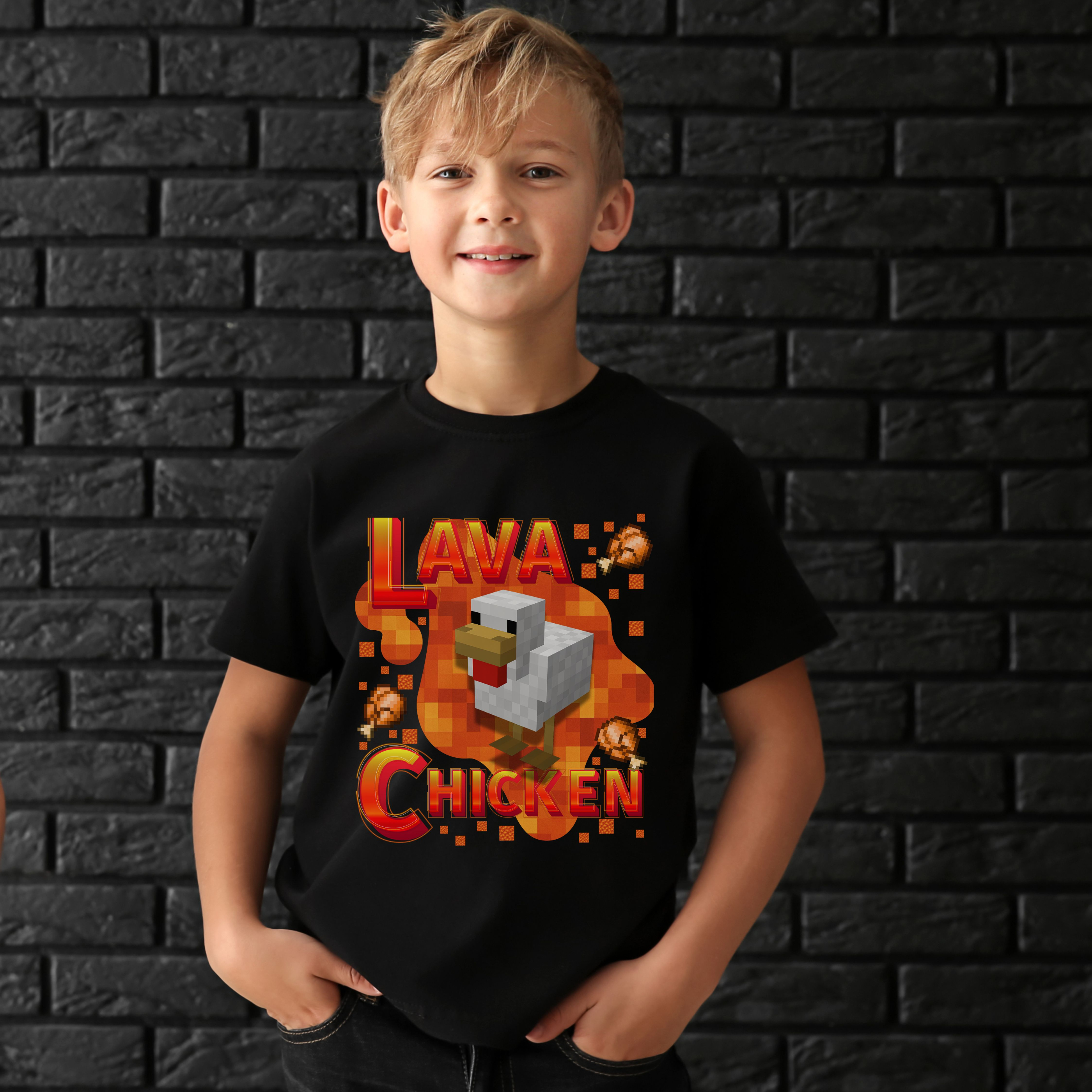 Minecraft Lava Chicken Kids Tee, Gamer Shirt, Video Game Clothing, Children's T-Shirt