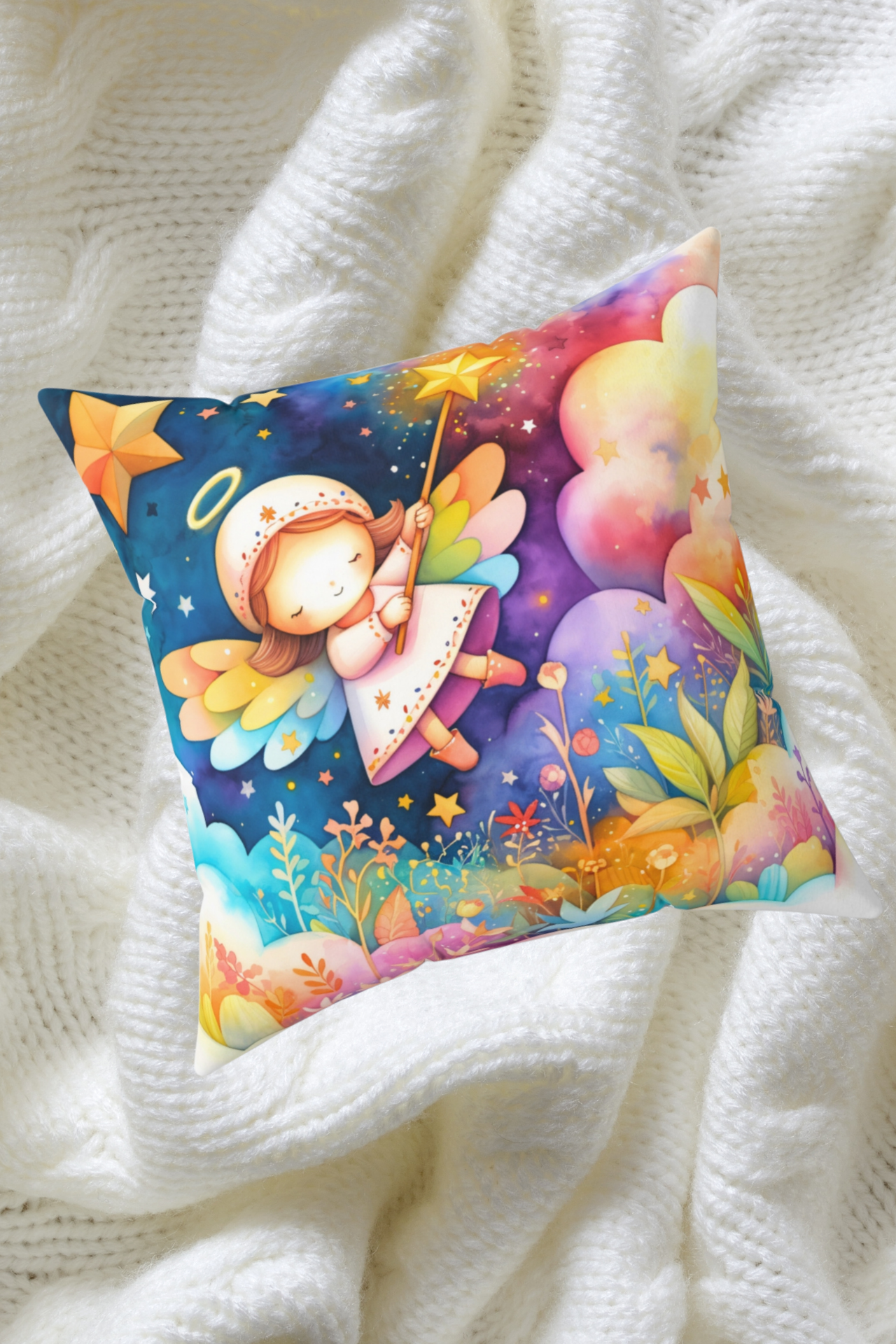 Raphaella’s Cozy Halo – Whimsical Angel Pillow for Kids &amp; Nurseries