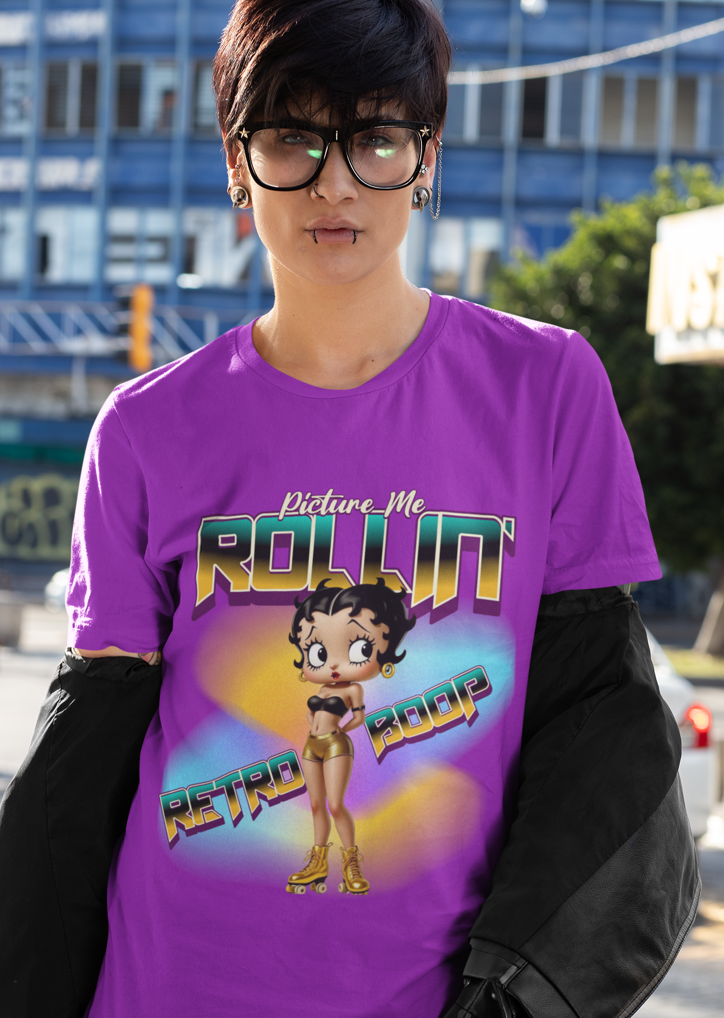 Retro Betty Boop Graphic Tee, Vintage Skater Theme Cartoon Shirt, Fun Skater Girl T-Shirt, Gift for Skater Lovers, 90s Nostalgia Apparel product thumbnail image