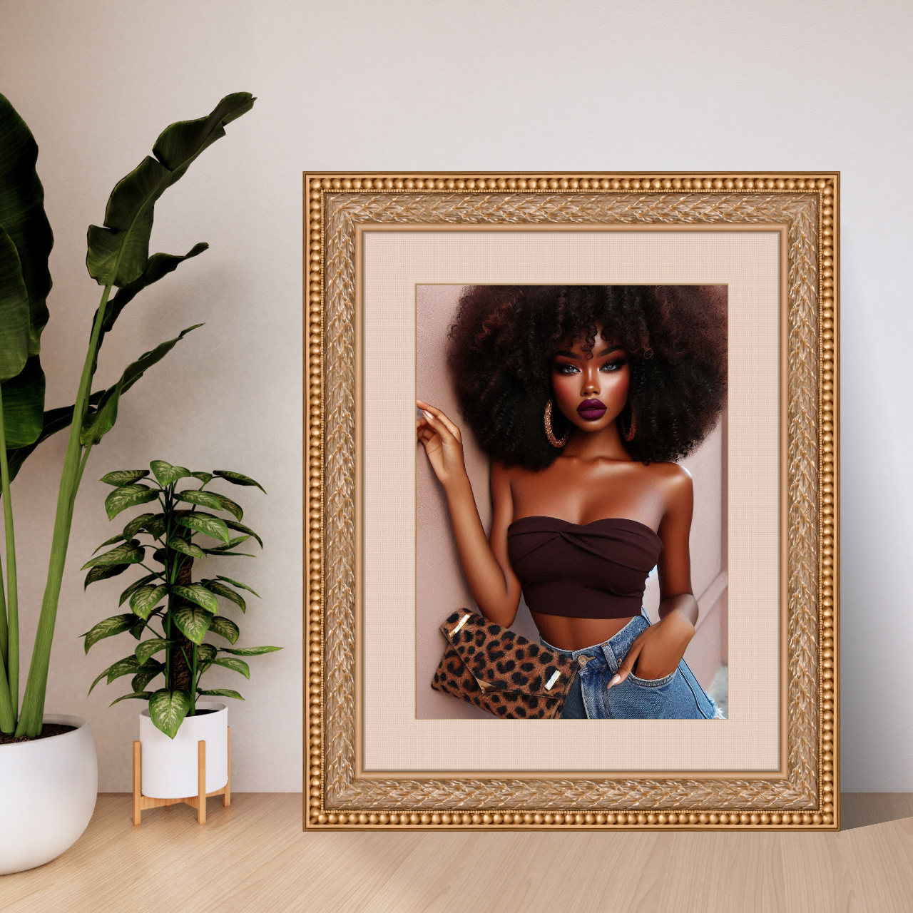 Chic Fine Art Poster, Wall Decor for Home, Contemporary Artwork, Fashion Print, Gift for Her, Black Girl Art
