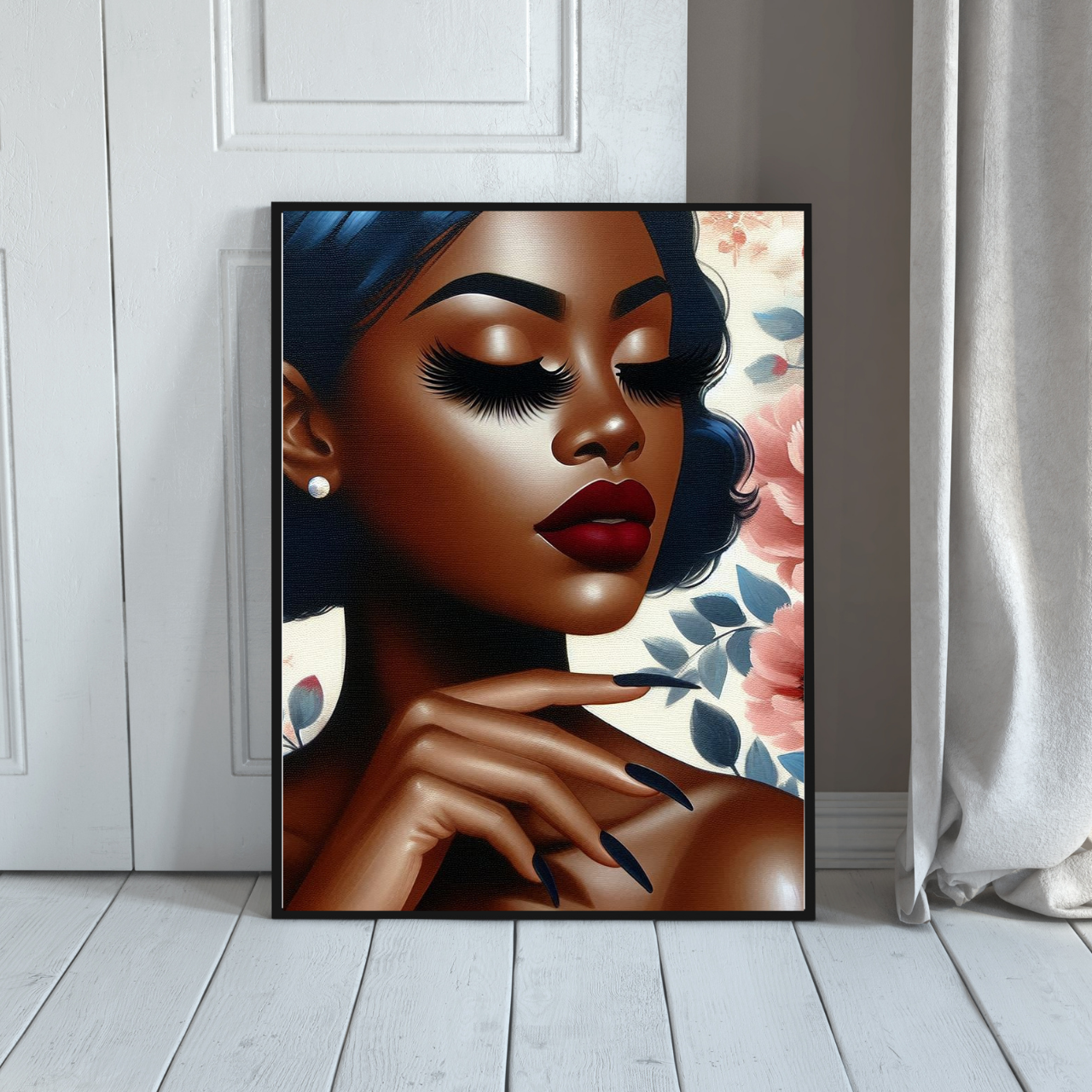 Elegant Fine Art Poster, Afrocentric Wall Decor, Black Woman Art Print, Inspirational Home Decor, Modern Bedroom Decor, Gift for Her
