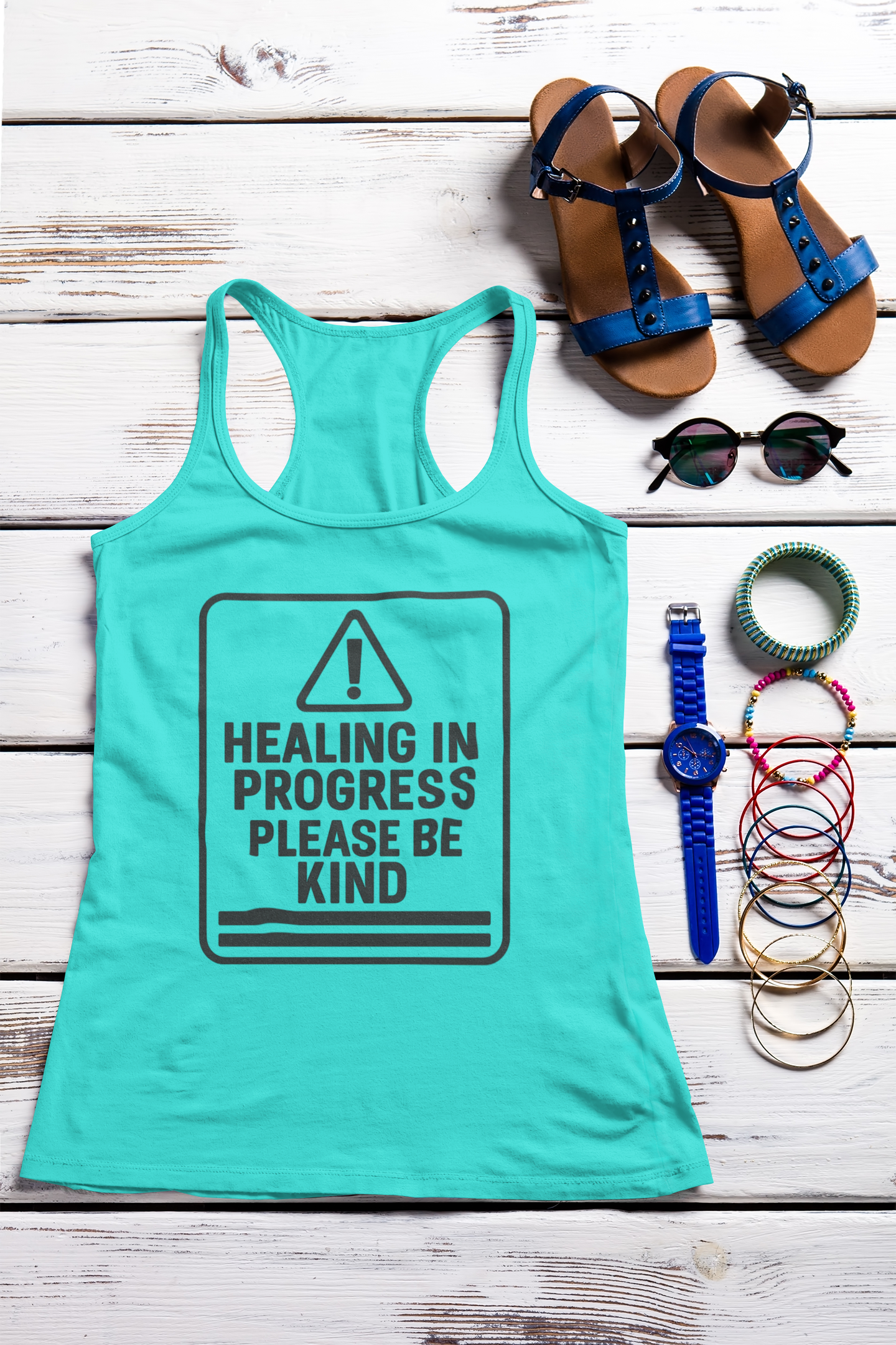 Healing in Progress – Women's Racerback Tank product thumbnail image Healing in Progress – Women's Racerback Tank product thumbnail image