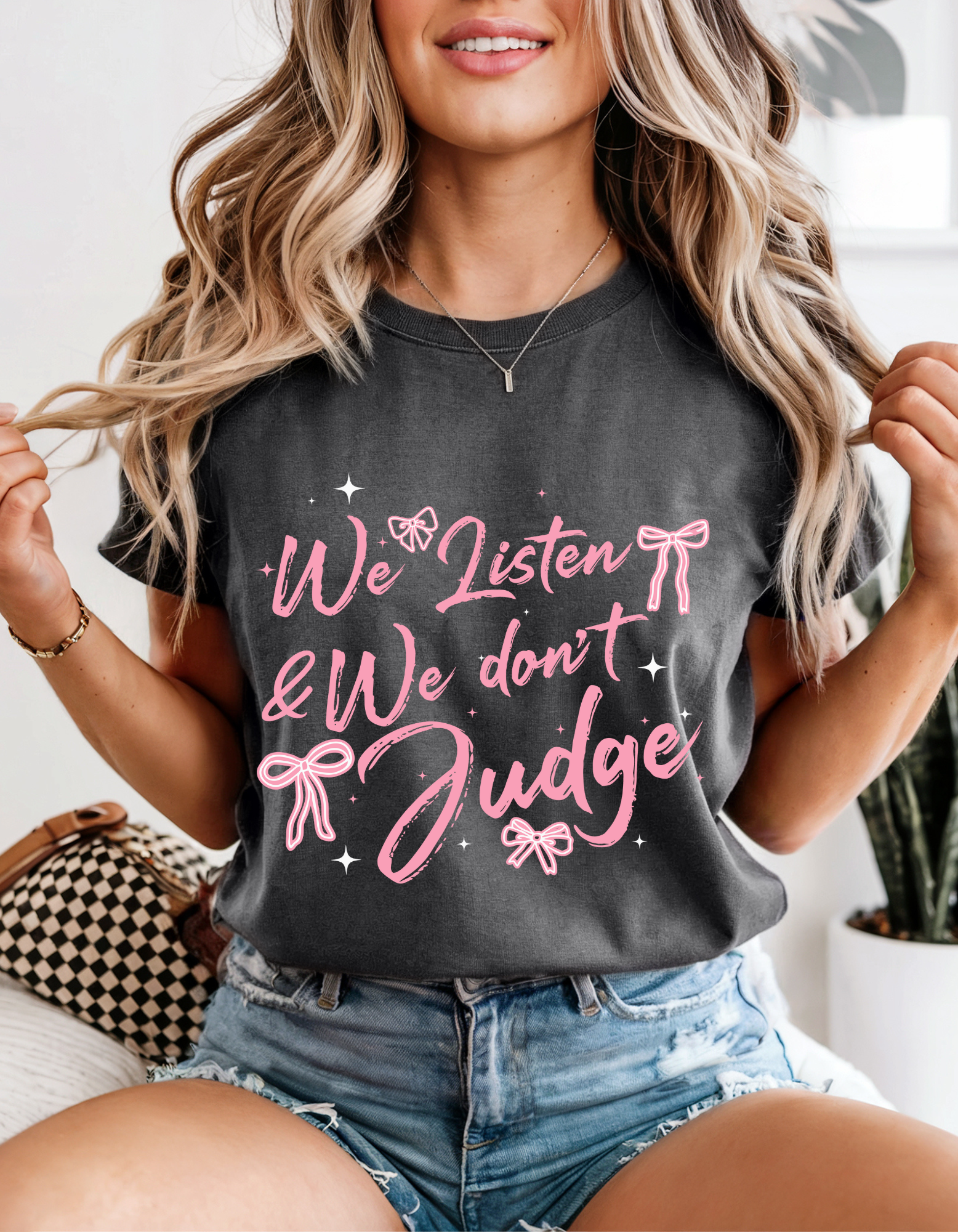Supportive Message T-Shirt, We Listen & We Don't Judge Tee, Unisex Apparel, Gift for Friends, Mental Health Awareness Clothing Supportive Message T-Shirt, We Listen & We Don't Judge Tee, Unisex Apparel, Gift for Friends, Mental Health Awareness Clothing