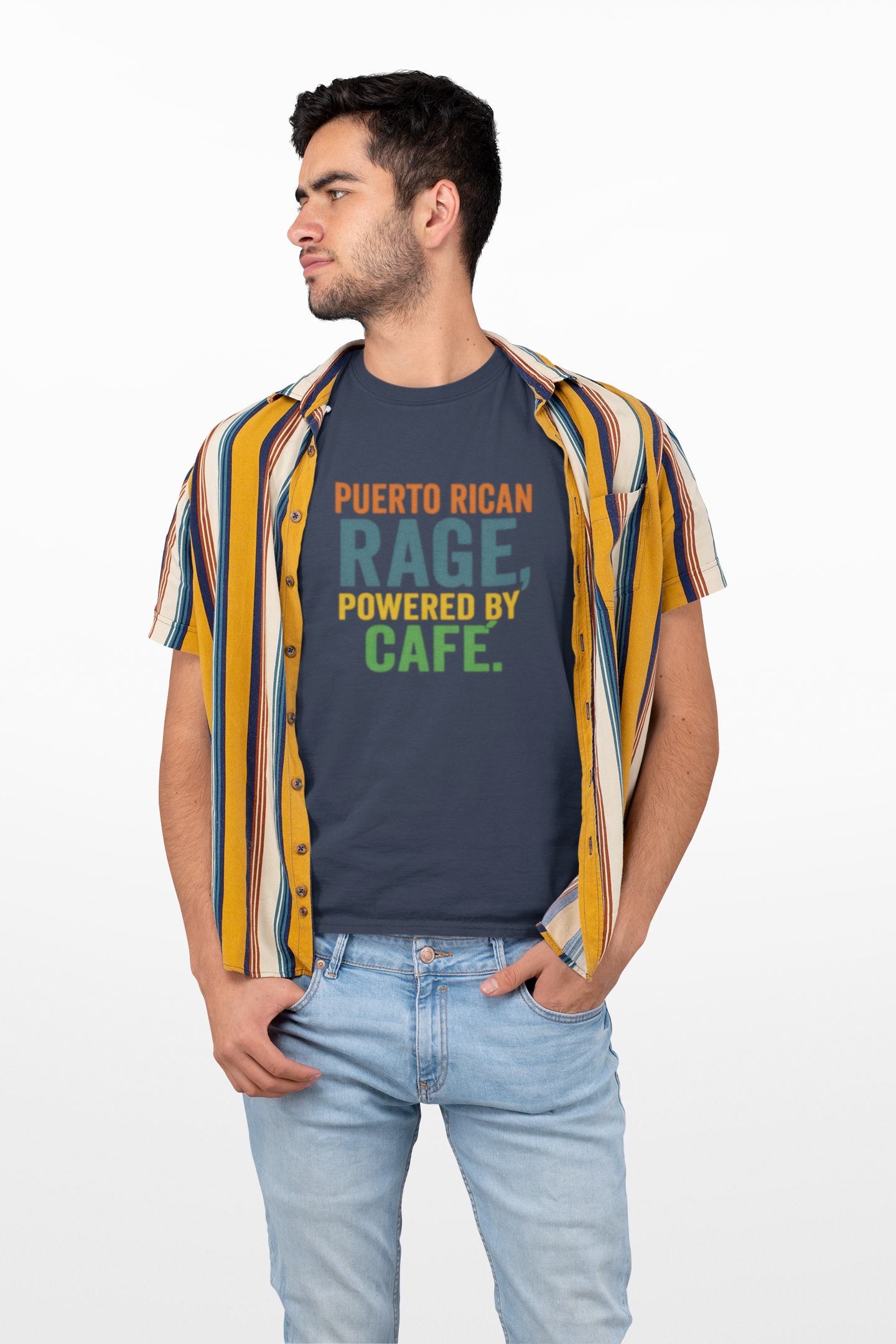 Puerto Rican Rage, Powered by Café Unisex T-Shirt product thumbnail image