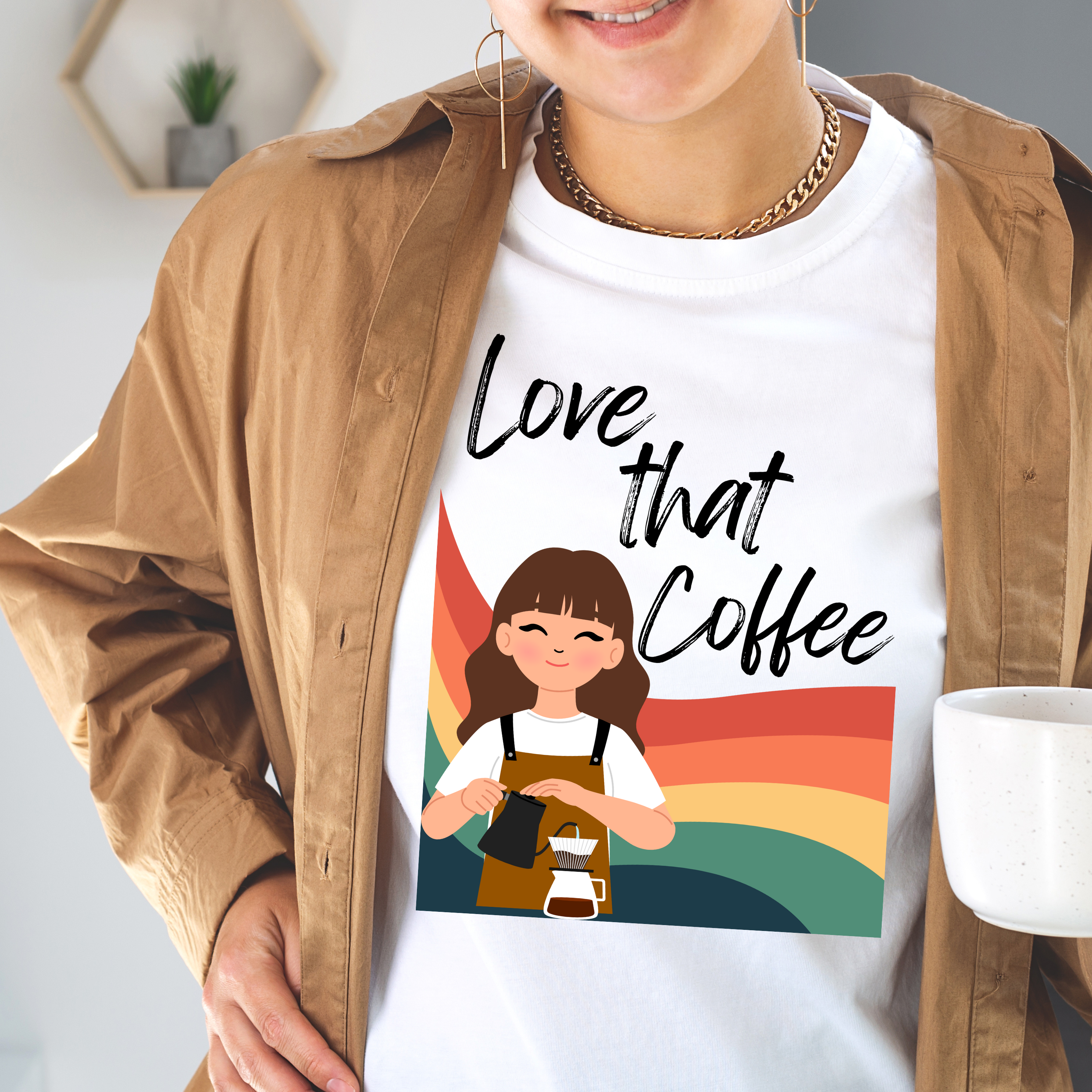 Coffee Lover Unisex Softstyle T-Shirt, Cute Coffee Shirt, Rainbow Coffee Tee, Gift for Coffee Lovers, Casual Summer Wear product thumbnail image Coffee Lover Unisex Softstyle T-Shirt, Cute Coffee Shirt, Rainbow Coffee Tee, Gift for Coffee Lovers, Casual Summer Wear product thumbnail image