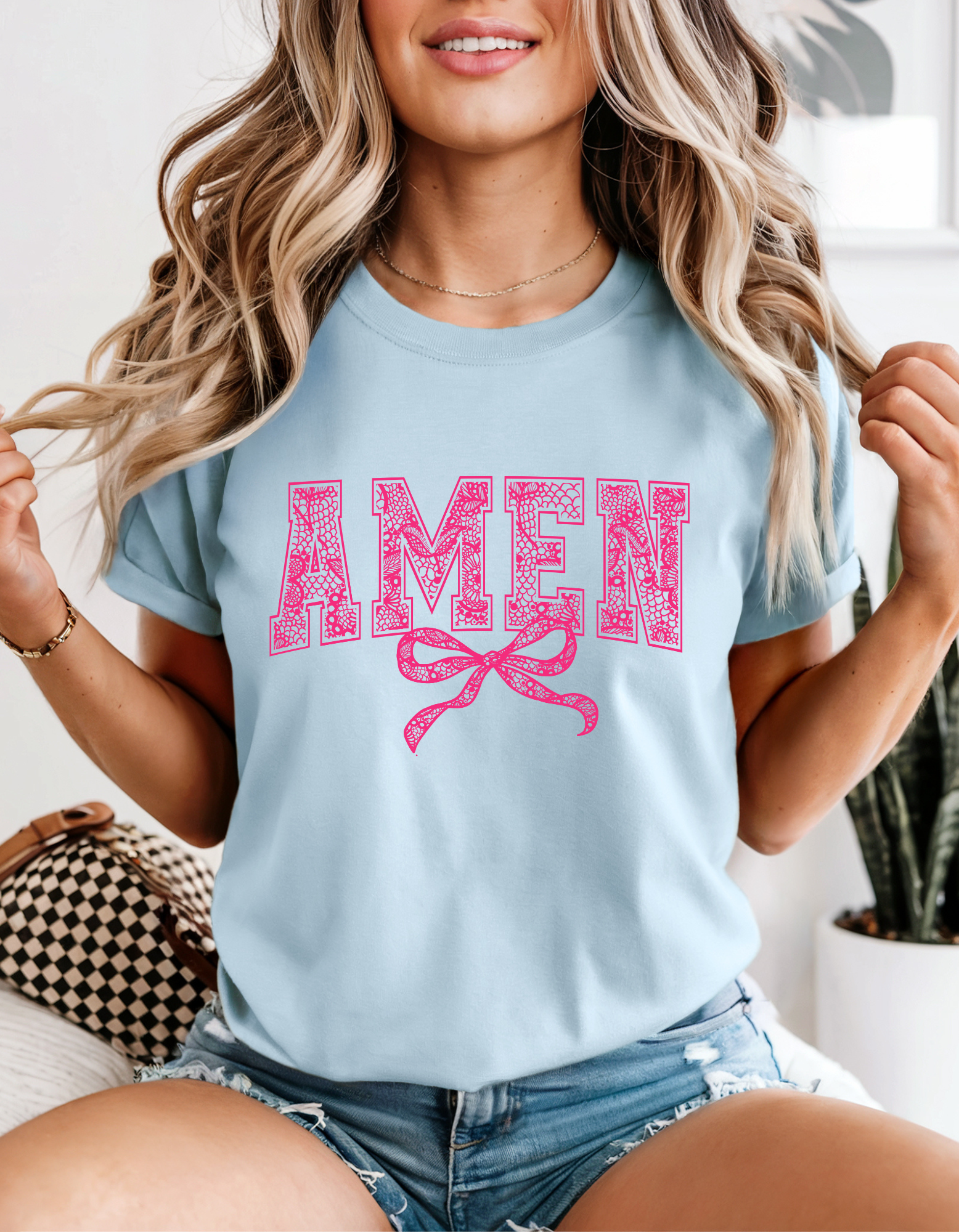 Trendy Unisex T-Shirt with 'AMEN' Design, Casual Wear, Faith-Based Gift, Birthday Present, Church Outing Top