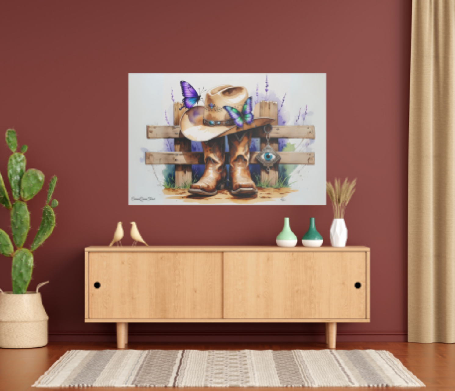 Rustic Western Canvas Art, Cowboy Hat and Boots Decor, Farmhouse Wall Art, Country Home Decoration, Gift for Cowgirl, Satin Stretched Wall Décor by CarmaQuanTarot product thumbnail image Rustic Western Canvas Art, Cowboy Hat and Boots Decor, Farmhouse Wall Art, Country Home Decoration, Gift for Cowgirl, Satin Stretched Wall Décor by CarmaQuanTarot product thumbnail image