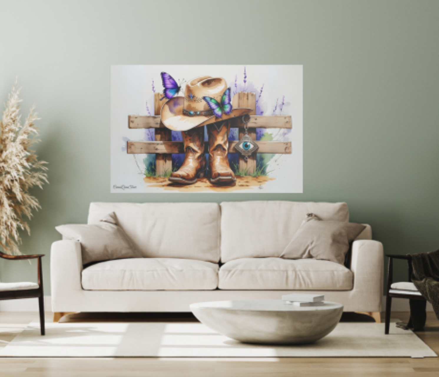 Rustic Western Canvas Art, Cowboy Hat and Boots Decor, Farmhouse Wall Art, Country Home Decoration, Gift for Cowgirl, Satin Stretched Wall Décor by CarmaQuanTarot product thumbnail image Rustic Western Canvas Art, Cowboy Hat and Boots Decor, Farmhouse Wall Art, Country Home Decoration, Gift for Cowgirl, Satin Stretched Wall Décor by CarmaQuanTarot product thumbnail image