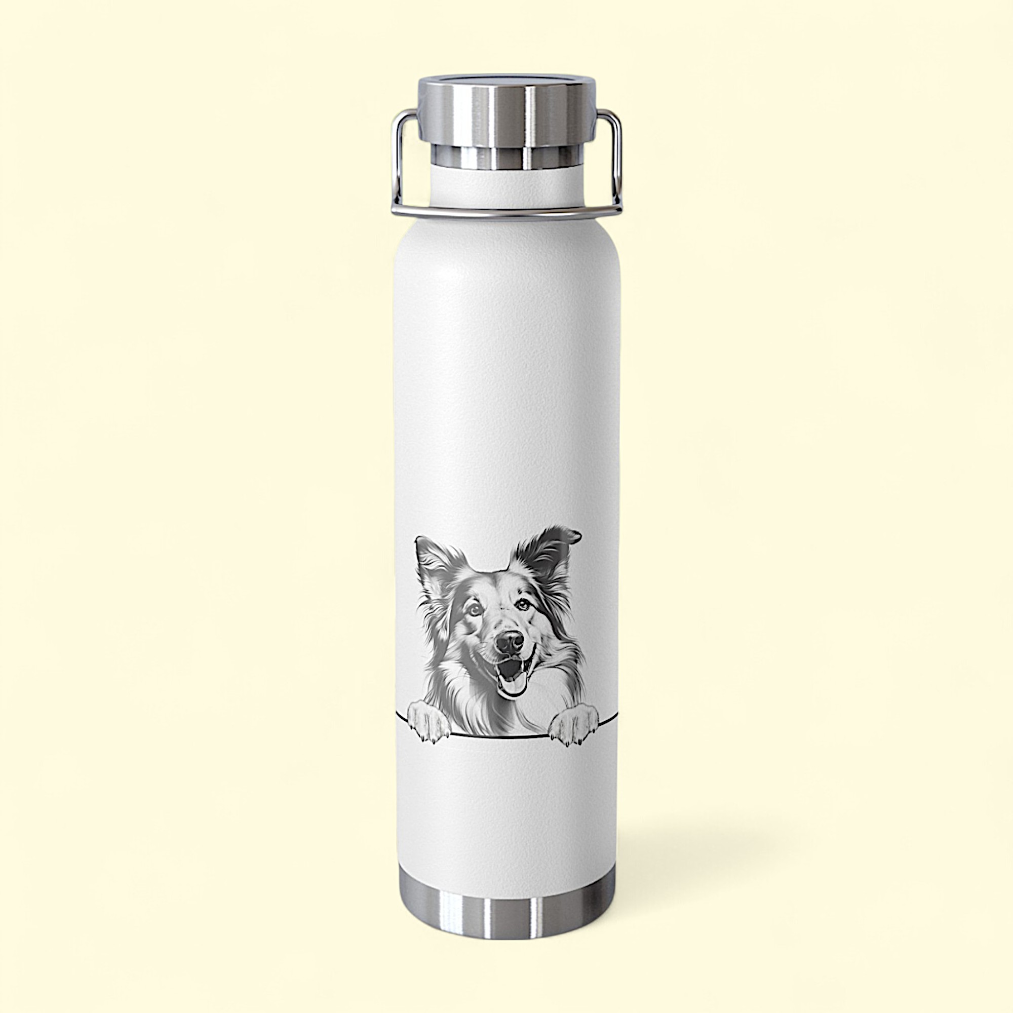 Rough Collie Copper Water Bottle - 22oz Vacuum Insulated Flask with Adorable Pup Design