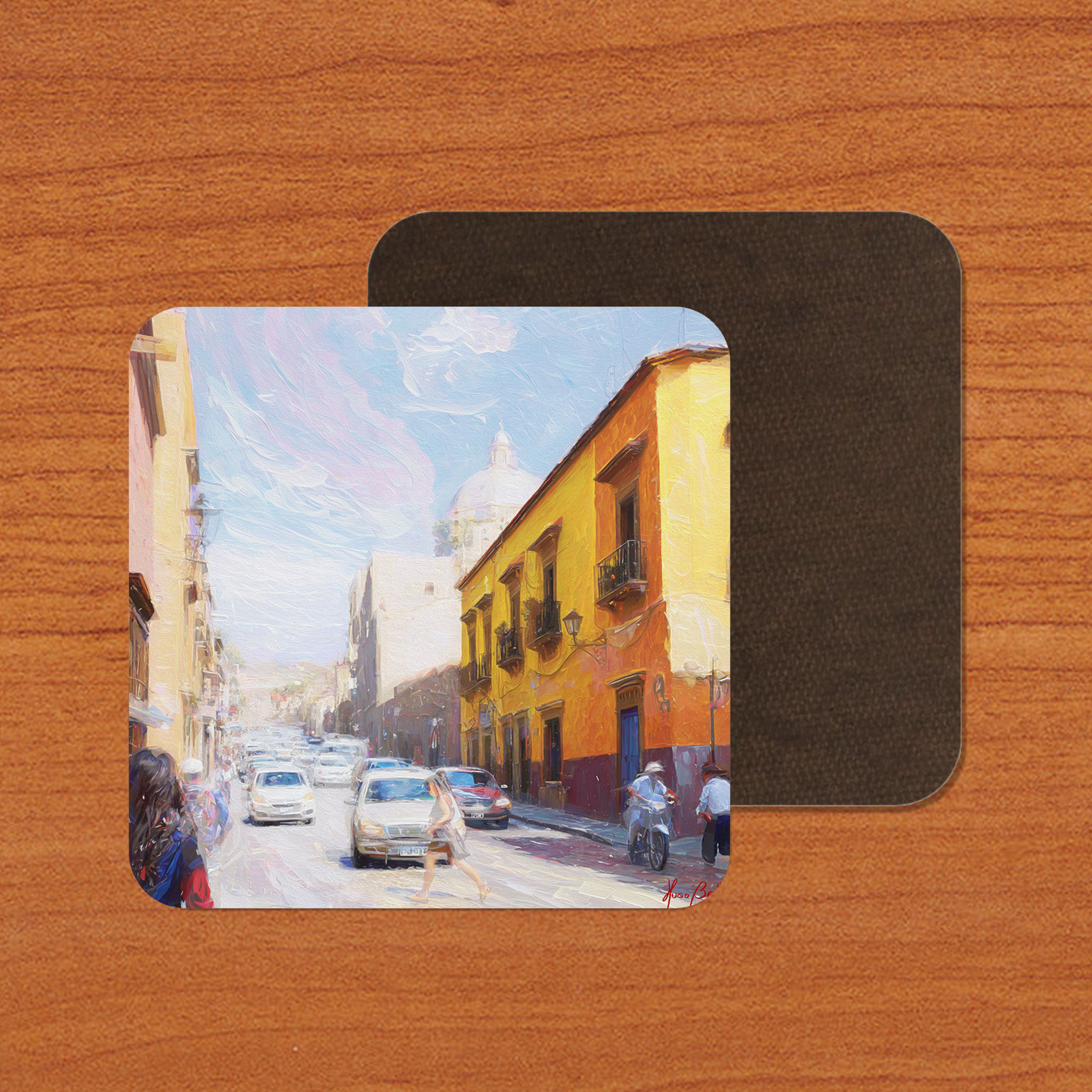 San Miguel de Allende Houses 07 on Artistic House Coaster