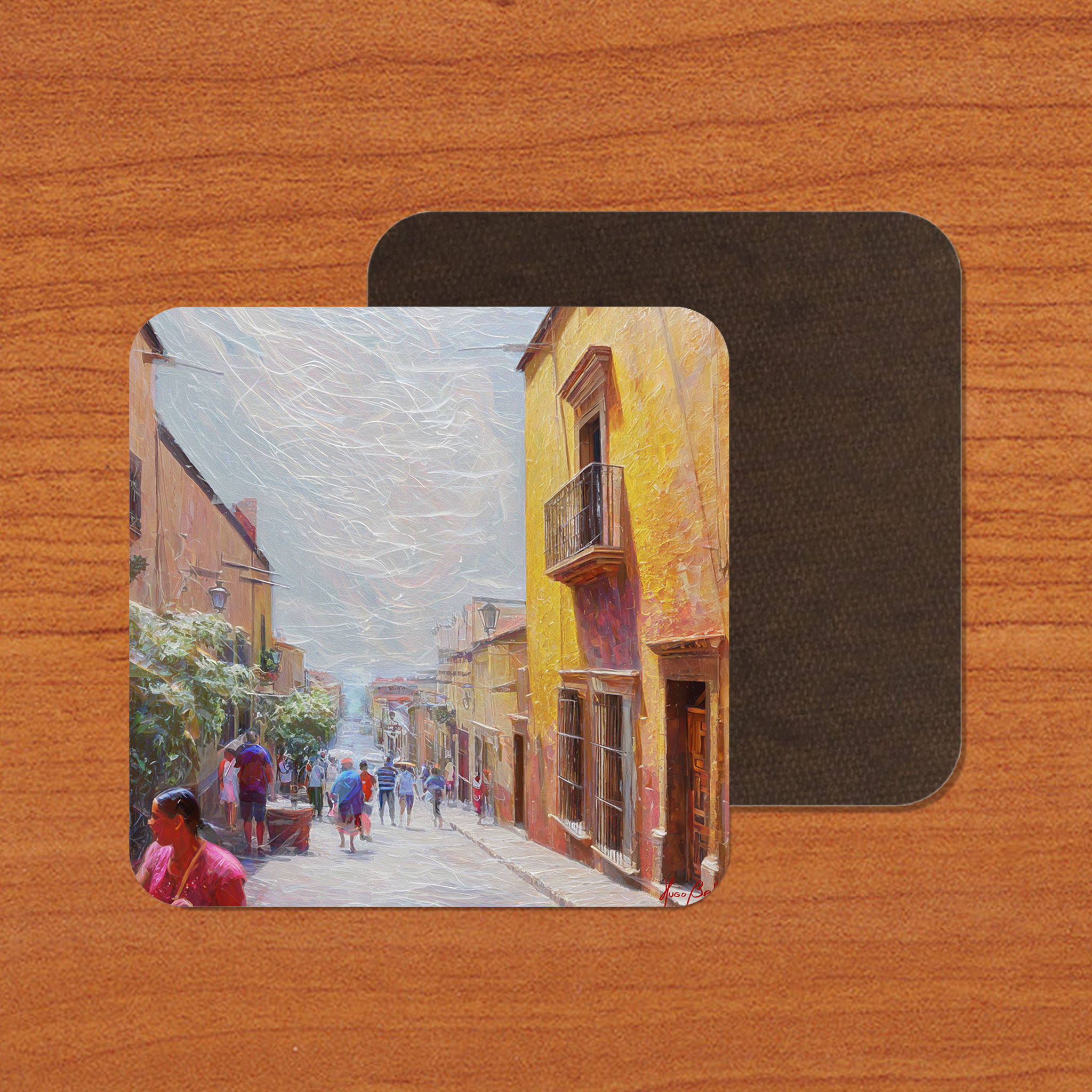 San Miguel de Allende Houses 06 on Artistic House Coaster